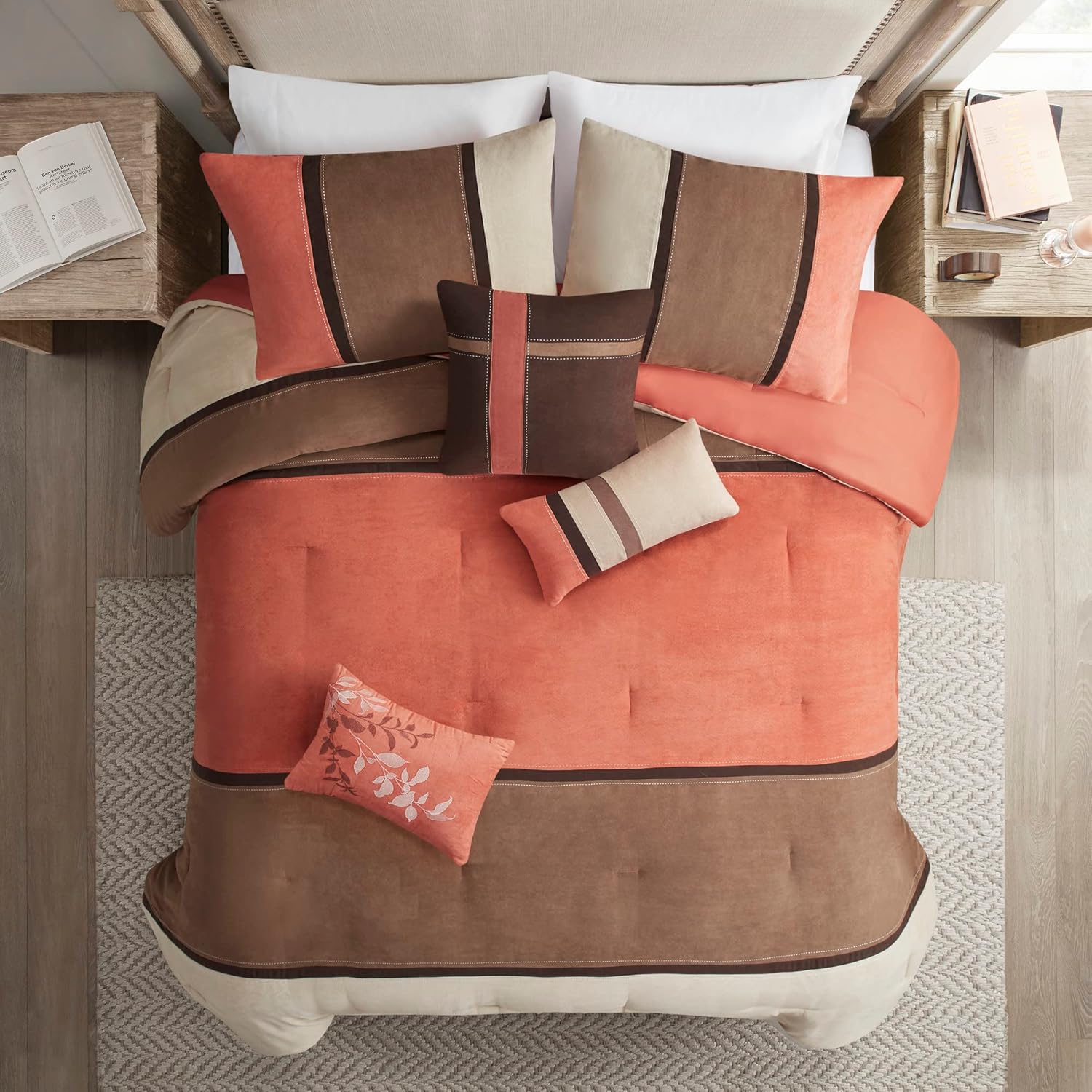 King Micro-Suede Comforter Set - Blue 7 Piece