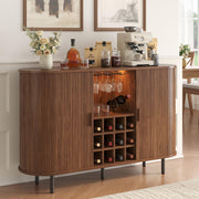 55 Inch Fluted Wine Bar Cabinet with LED Light and Charging Station