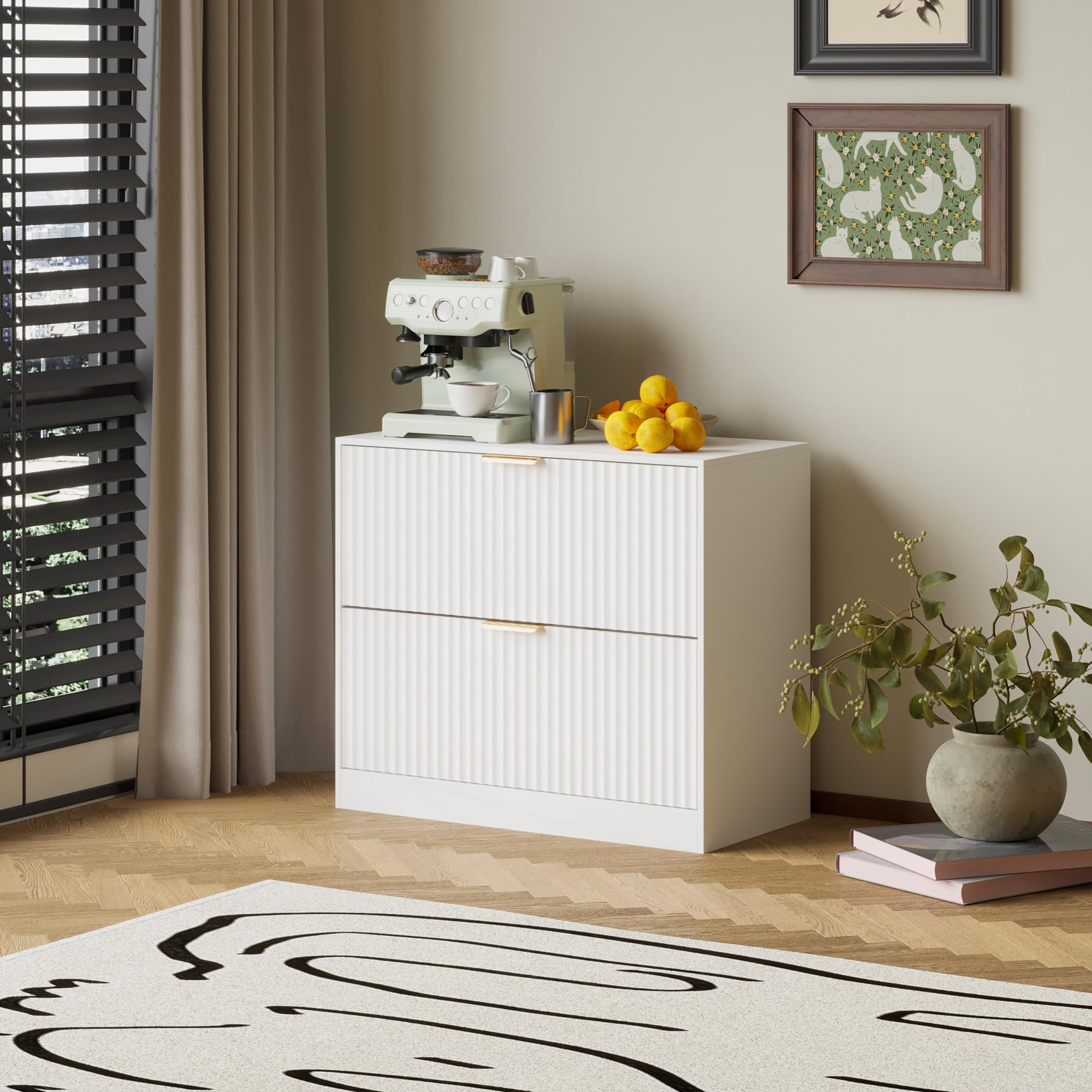White File Cabinet with 2 Drawers