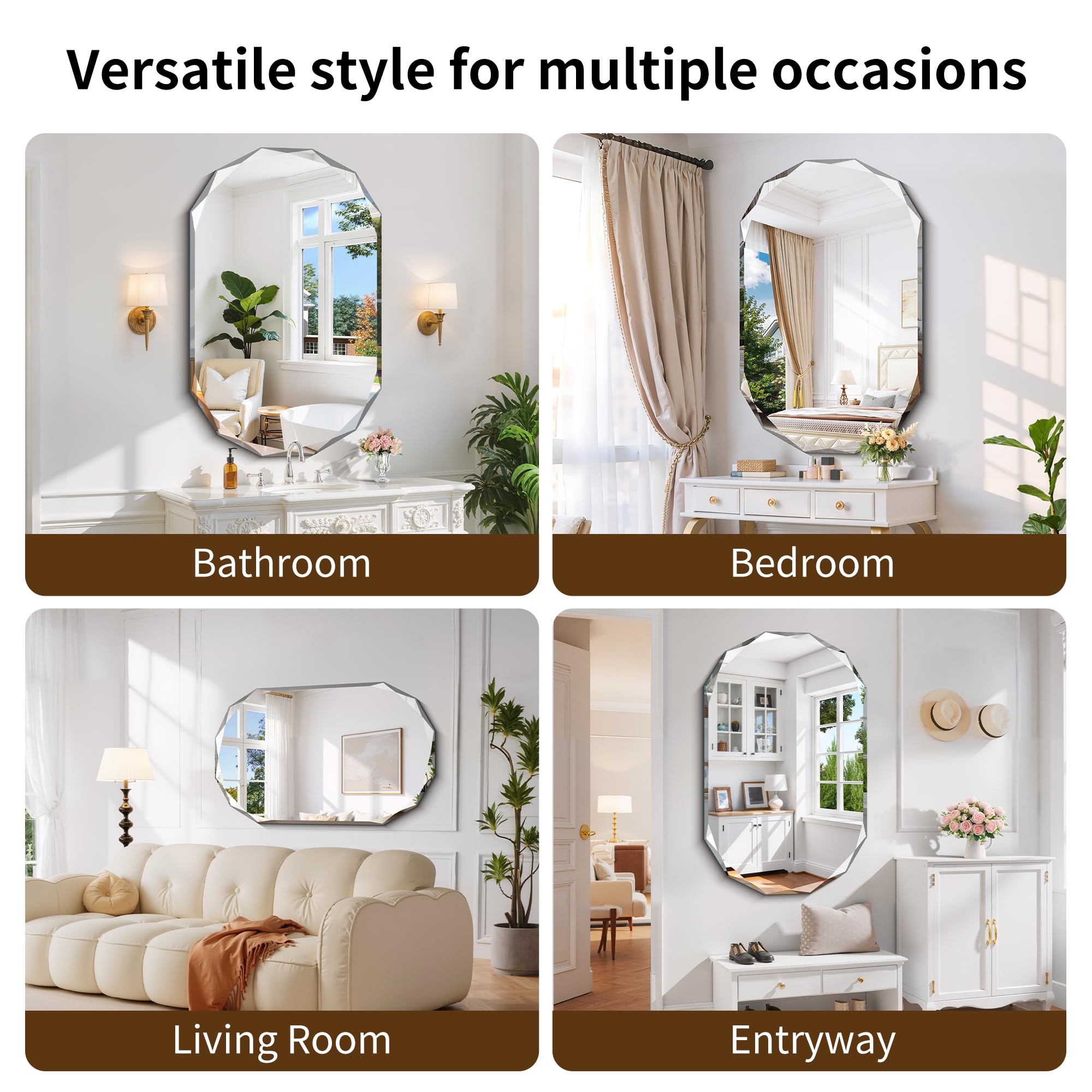 Oval Beveled Bathroom Mirror 48x28