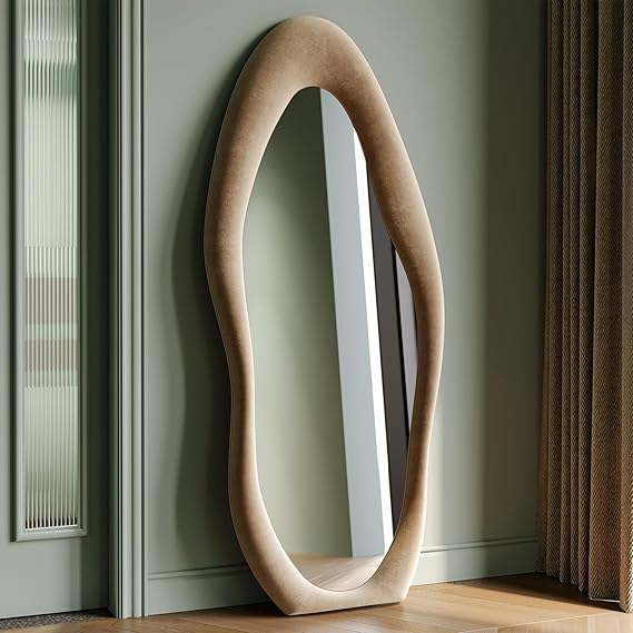 Full Length Mirror 63x24 Flannel Wrapped Wooden Frame