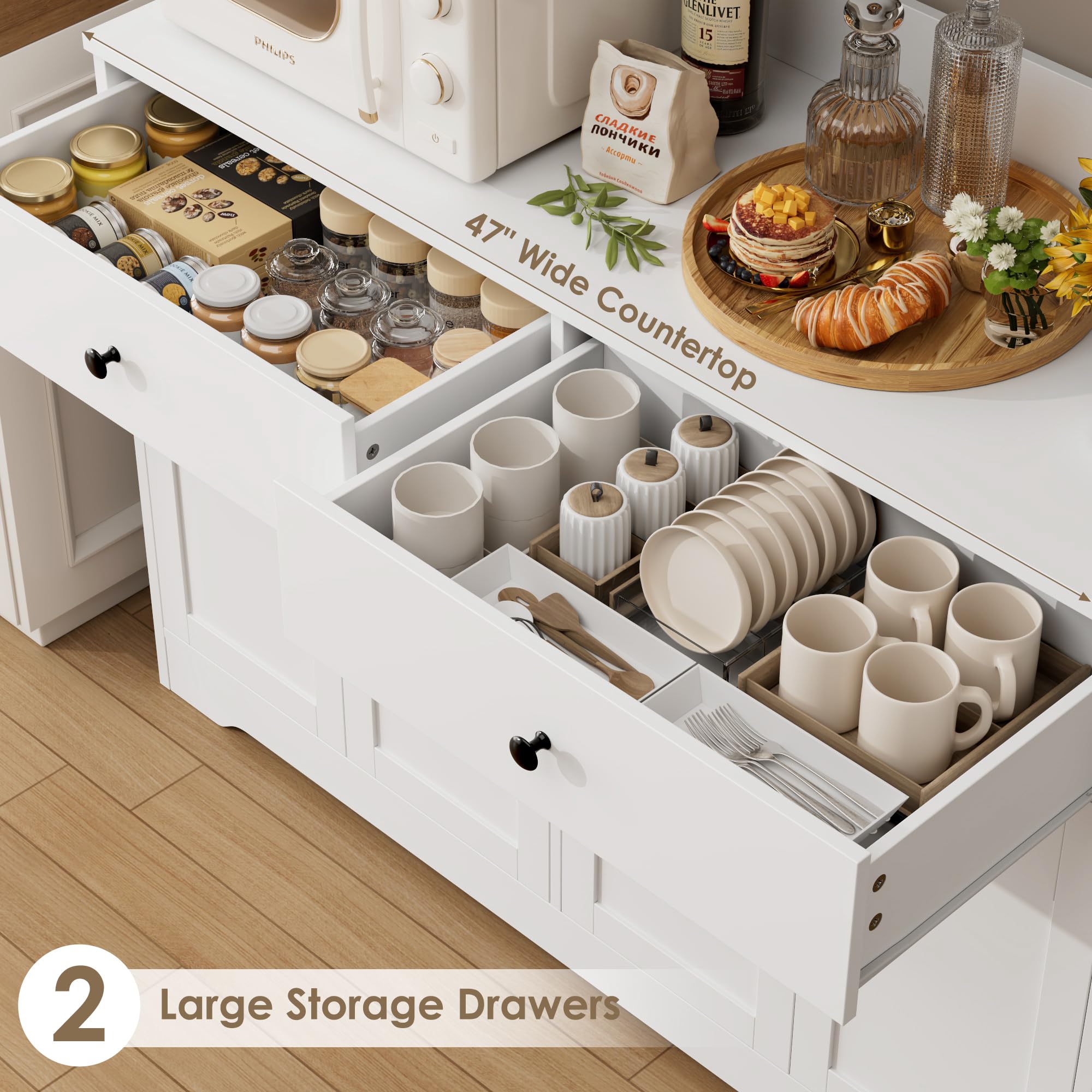 LED Kitchen Pantry Cabinet with Power Outlet