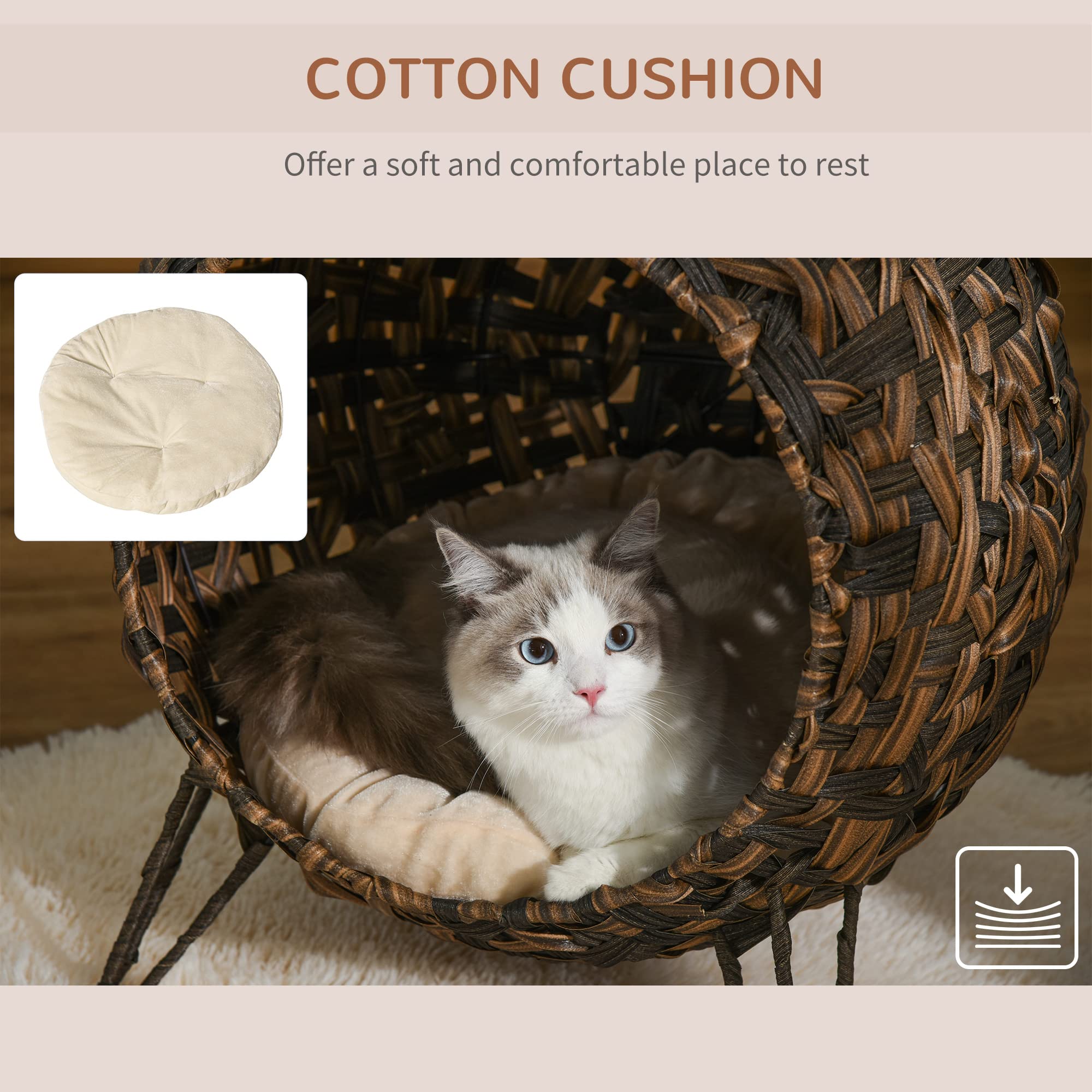 Elevated Woven Cat Bed with Cushion