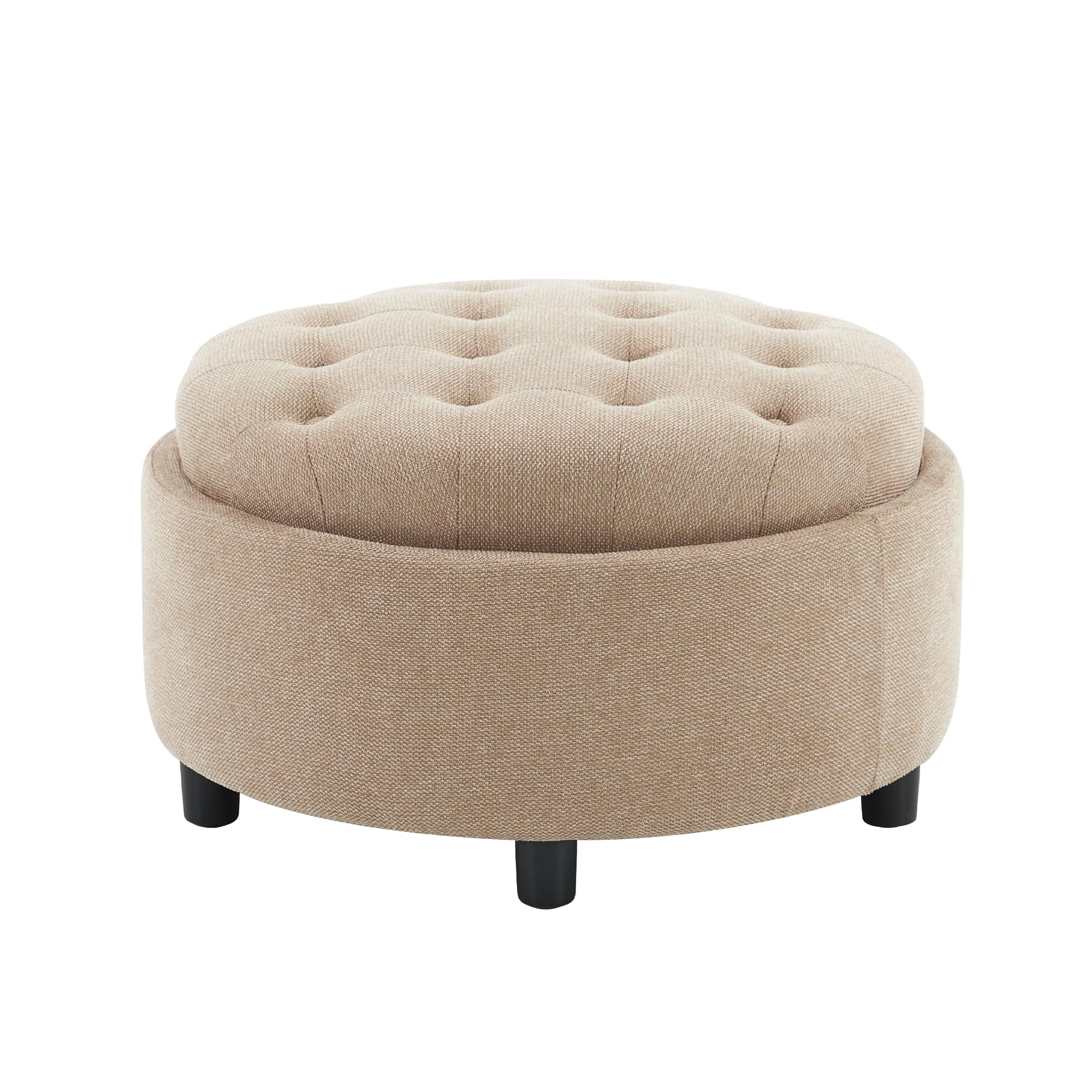 Round Storage Ottoman with Reversible Tray Lid