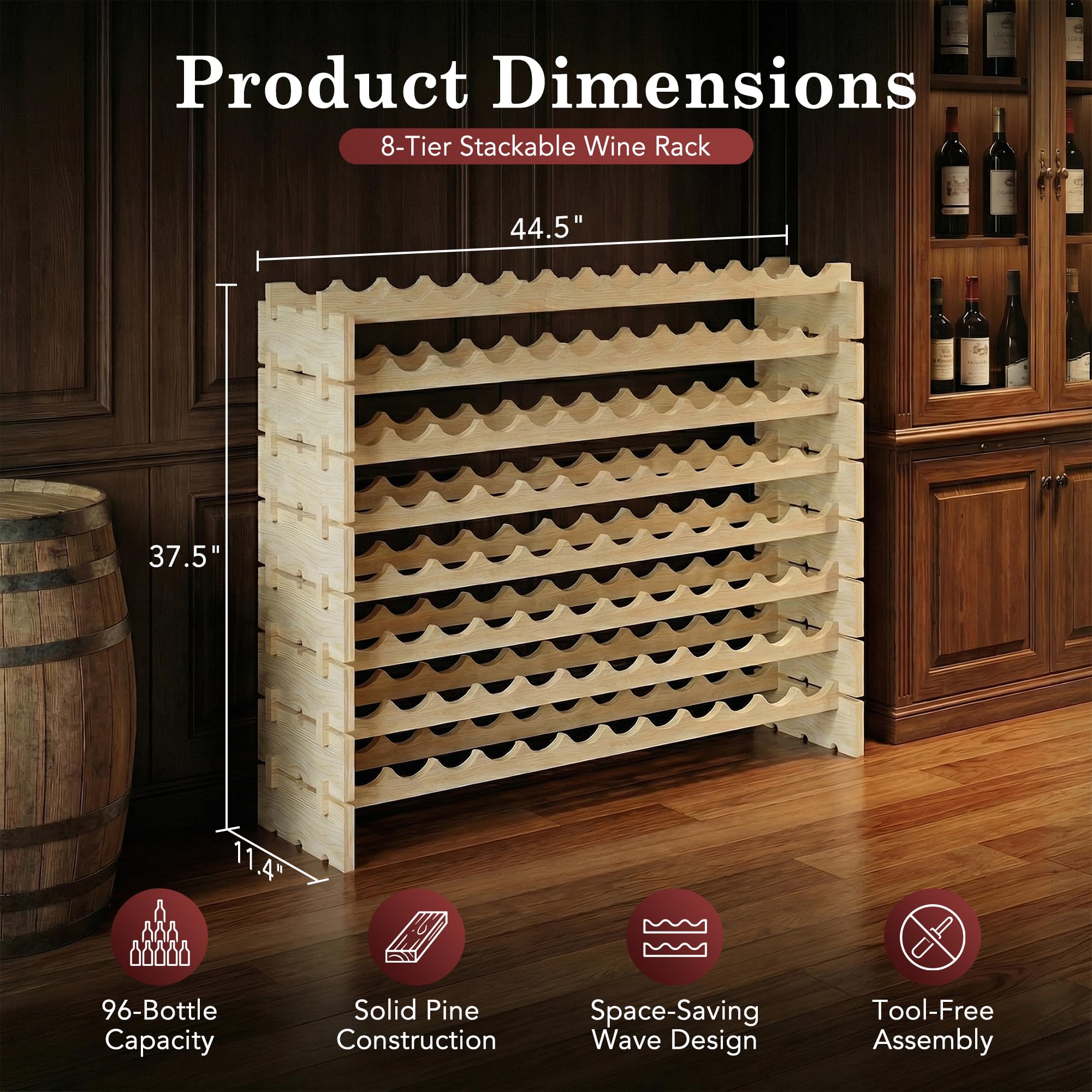 96 Bottle Stackable Modular Wine Rack