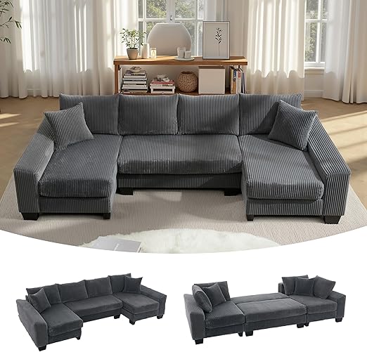 U-Shaped Modular Sectional Sofa with Pull-Out Bed