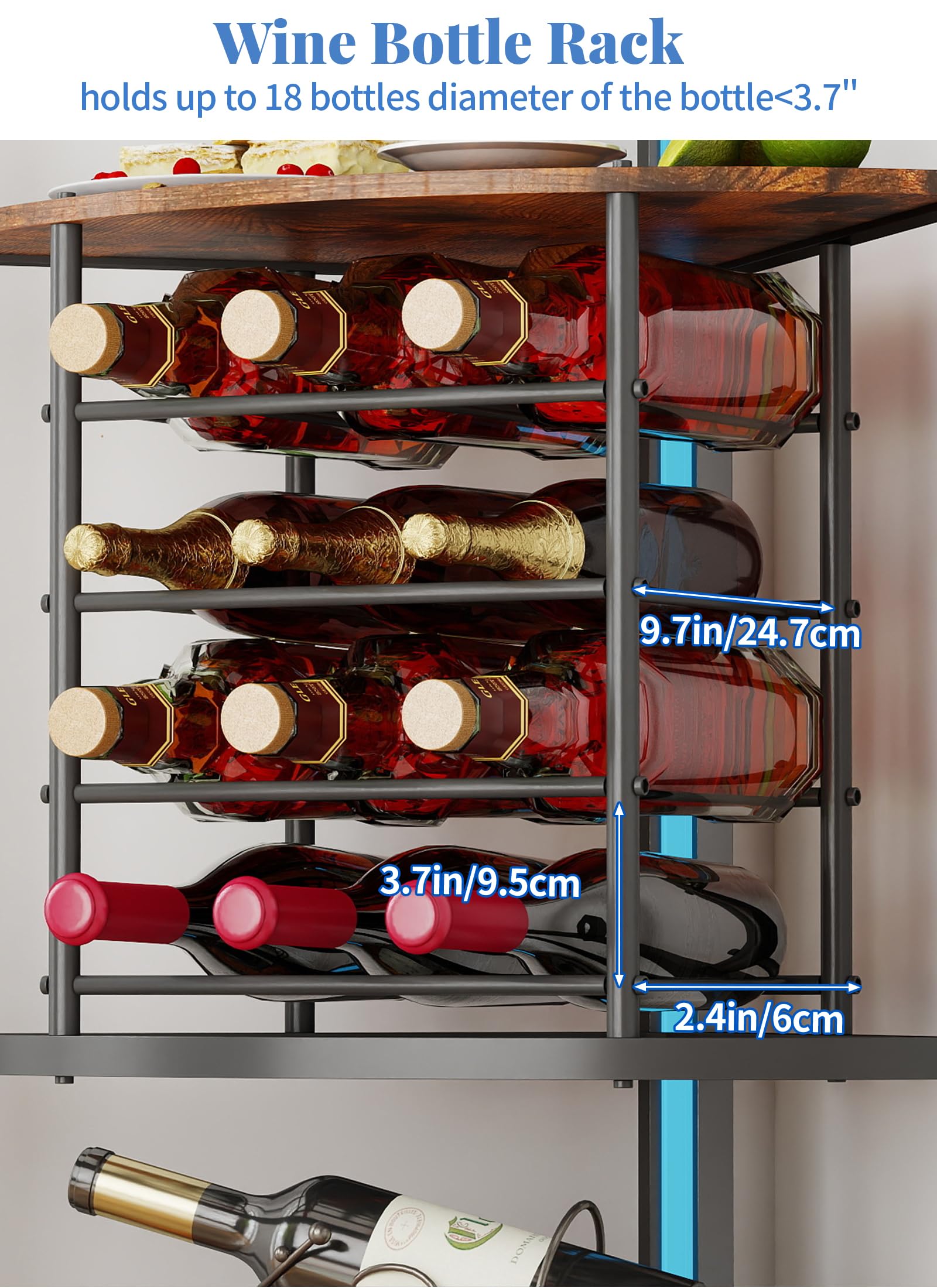 6-Tier Corner Wine Rack with LED Lights