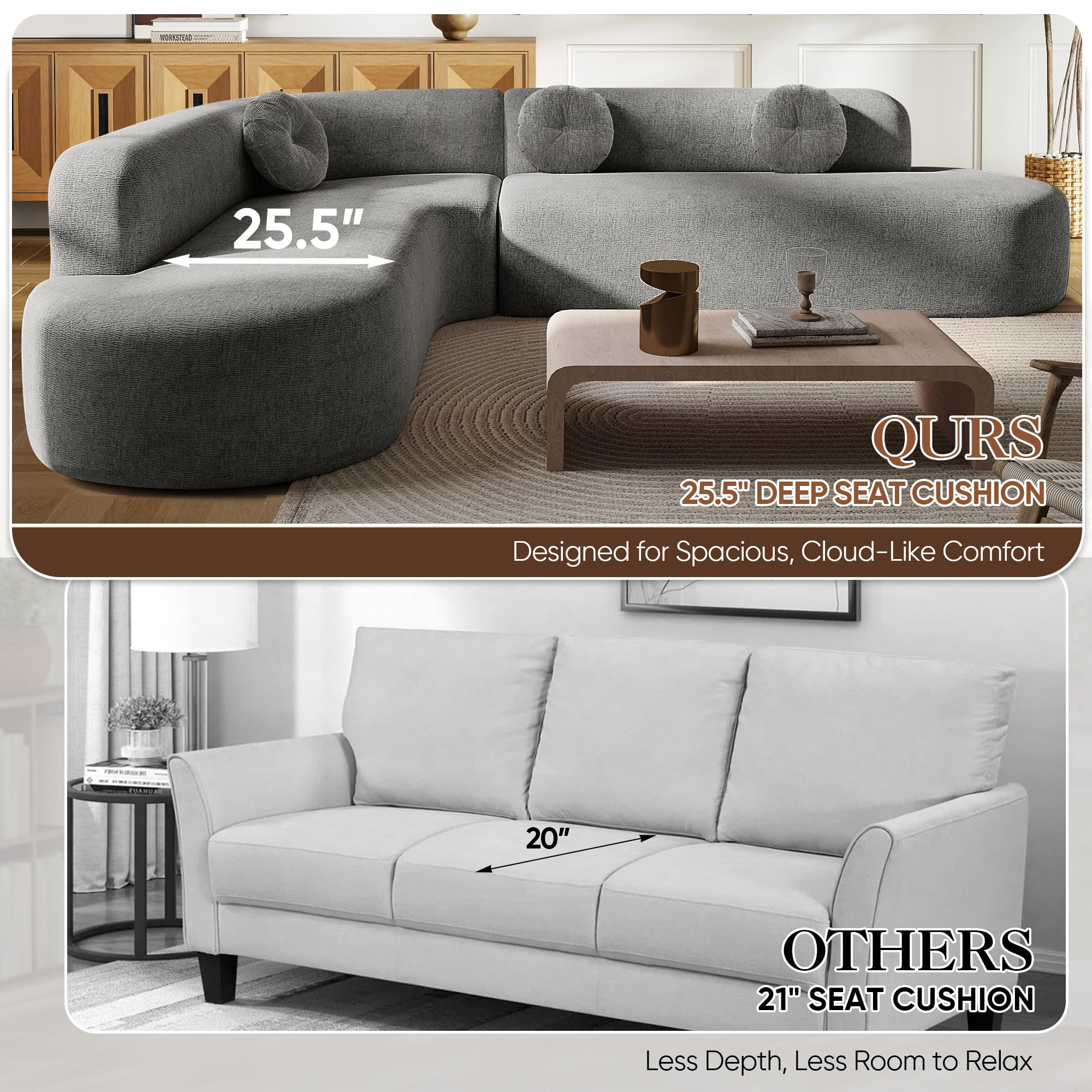 Curved Sectional Sofa with Round Cushions