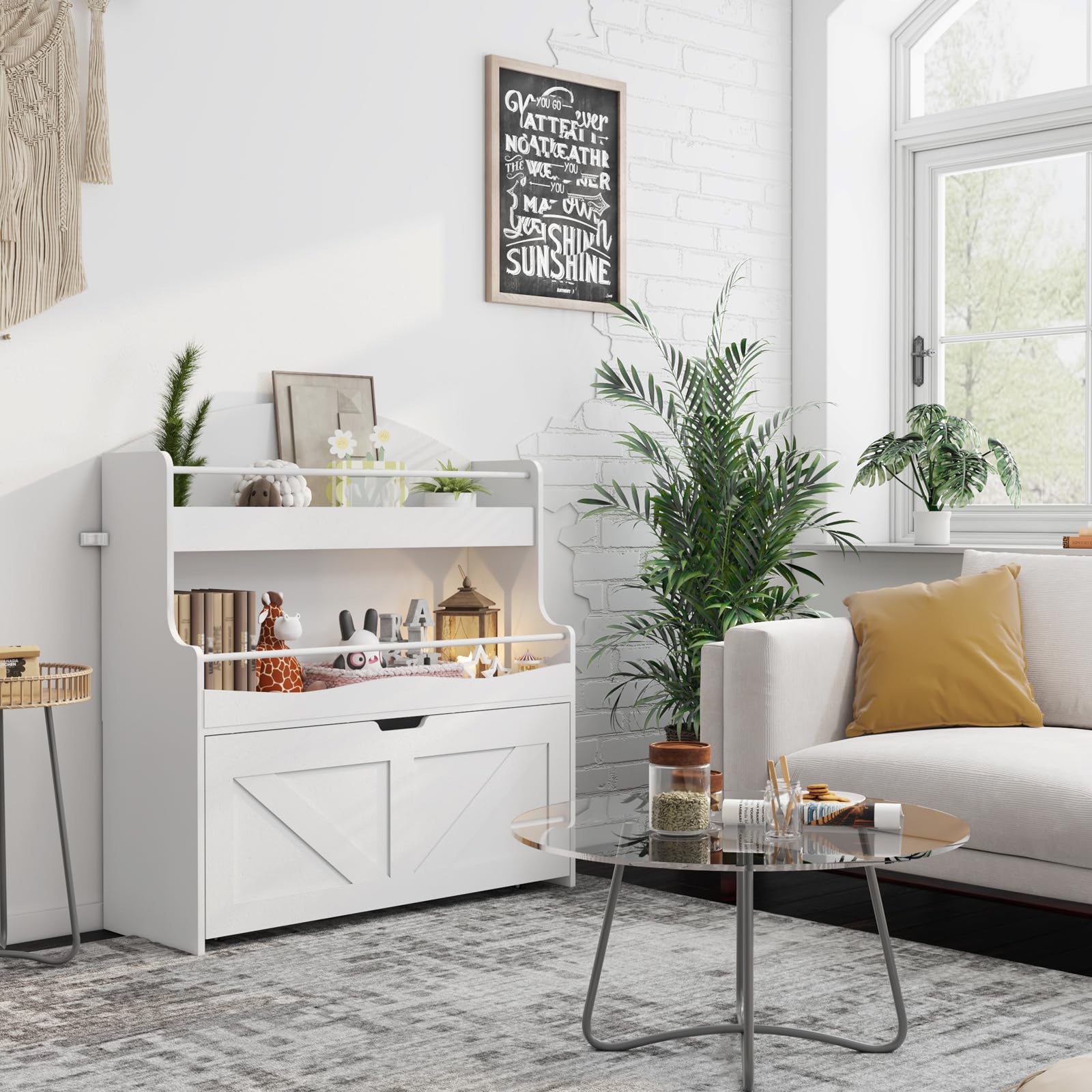 Kids Bookshelf with Toy Storage and Movable Drawer