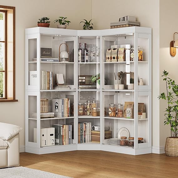 70.1" Display Cabinet with Glass Doors - 4-Tier Curio Cabinet