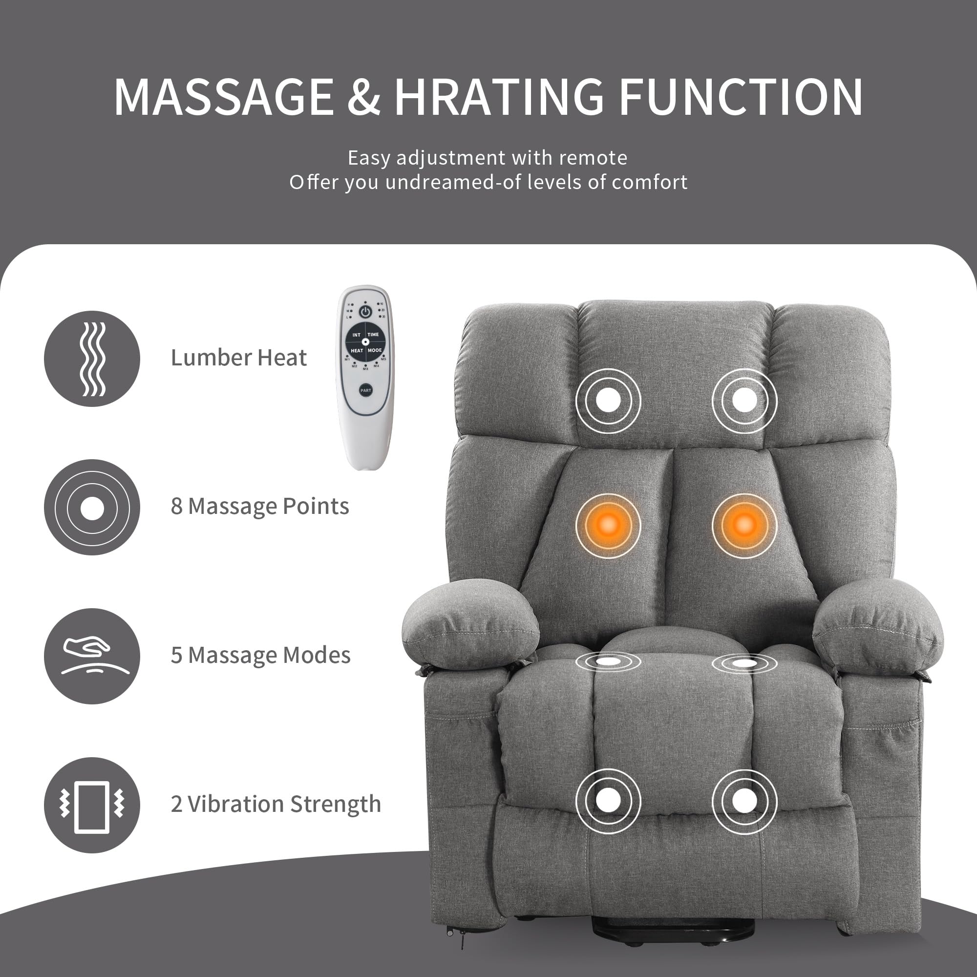 Power Lift Recliner Chair with Massage and Heat