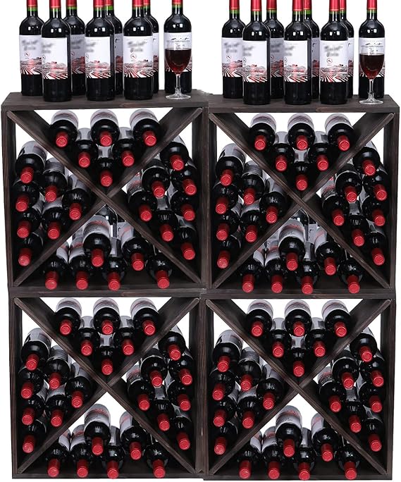 48-Bottle Wooden Wine Rack Countertop Storage