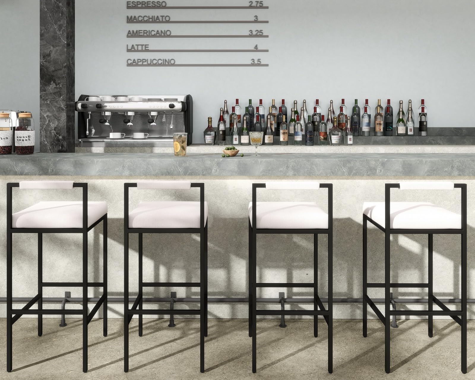 Modern Linen Bar Stools Set of 4 - 30 Inch Counter Height