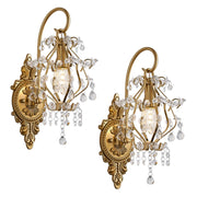 Gold Crystal Vintage Wall Sconces Set of 2