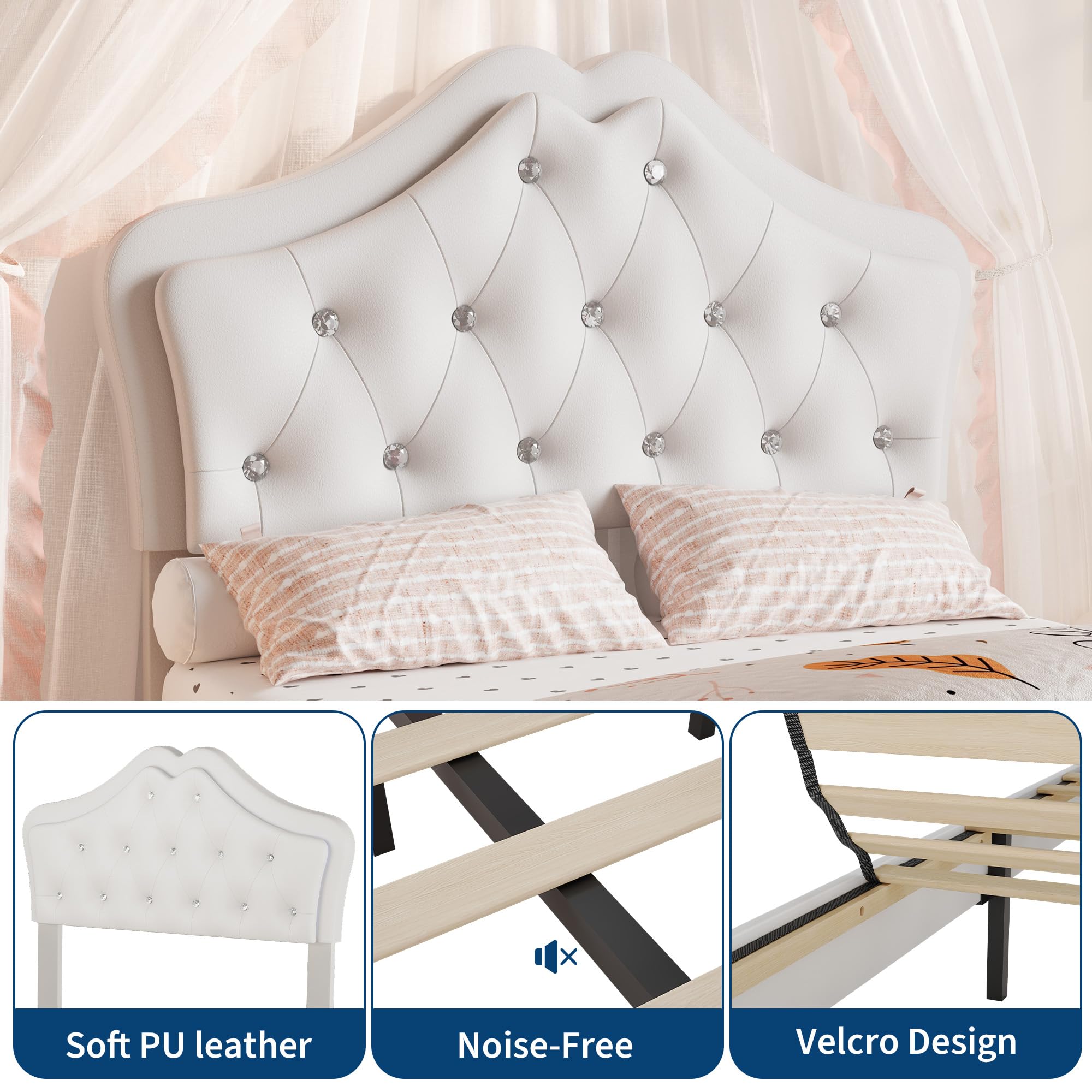 Twin Size Upholstered Platform Bed with LED Lights and Storage Drawer