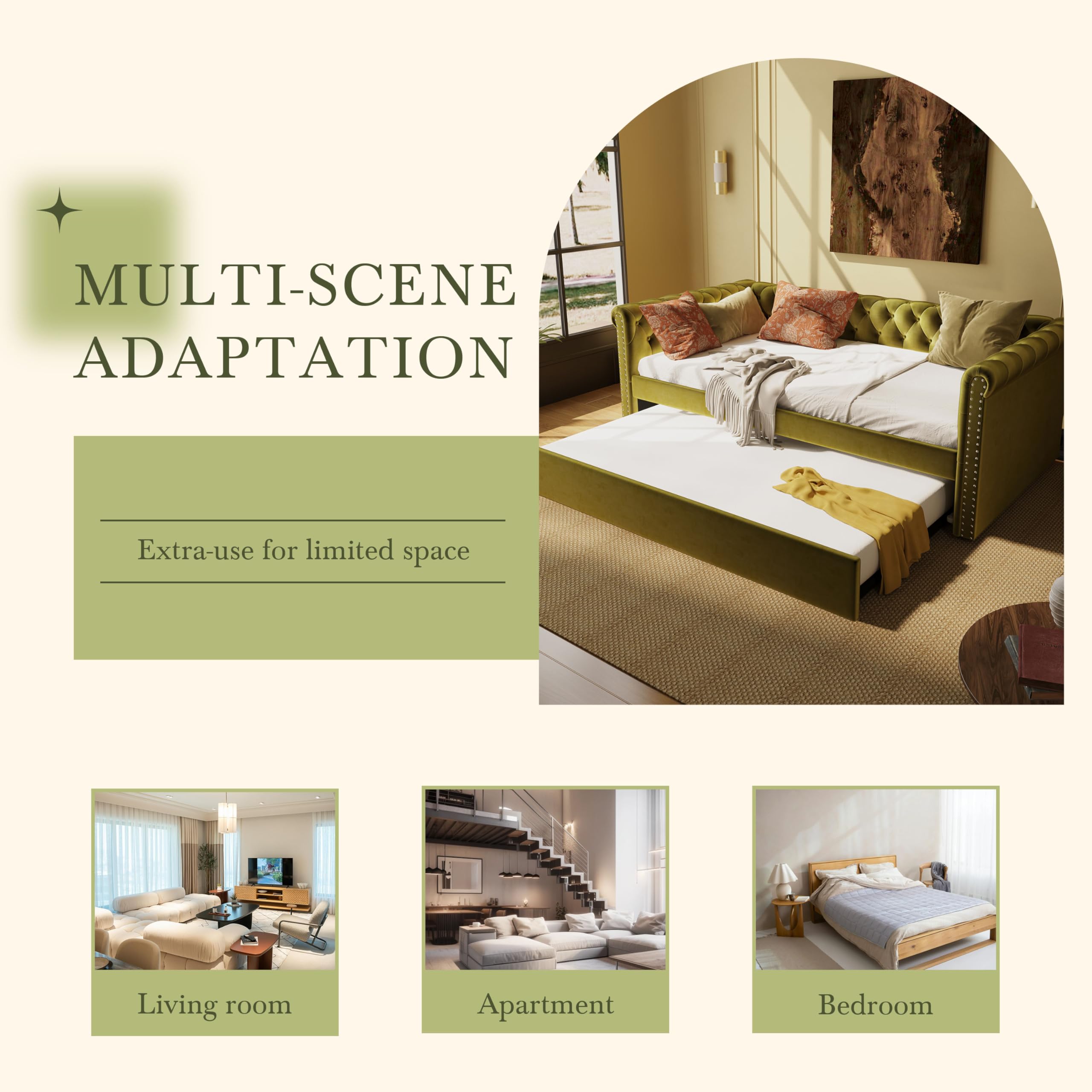 Upholstered Daybed with Trundle Twin Size