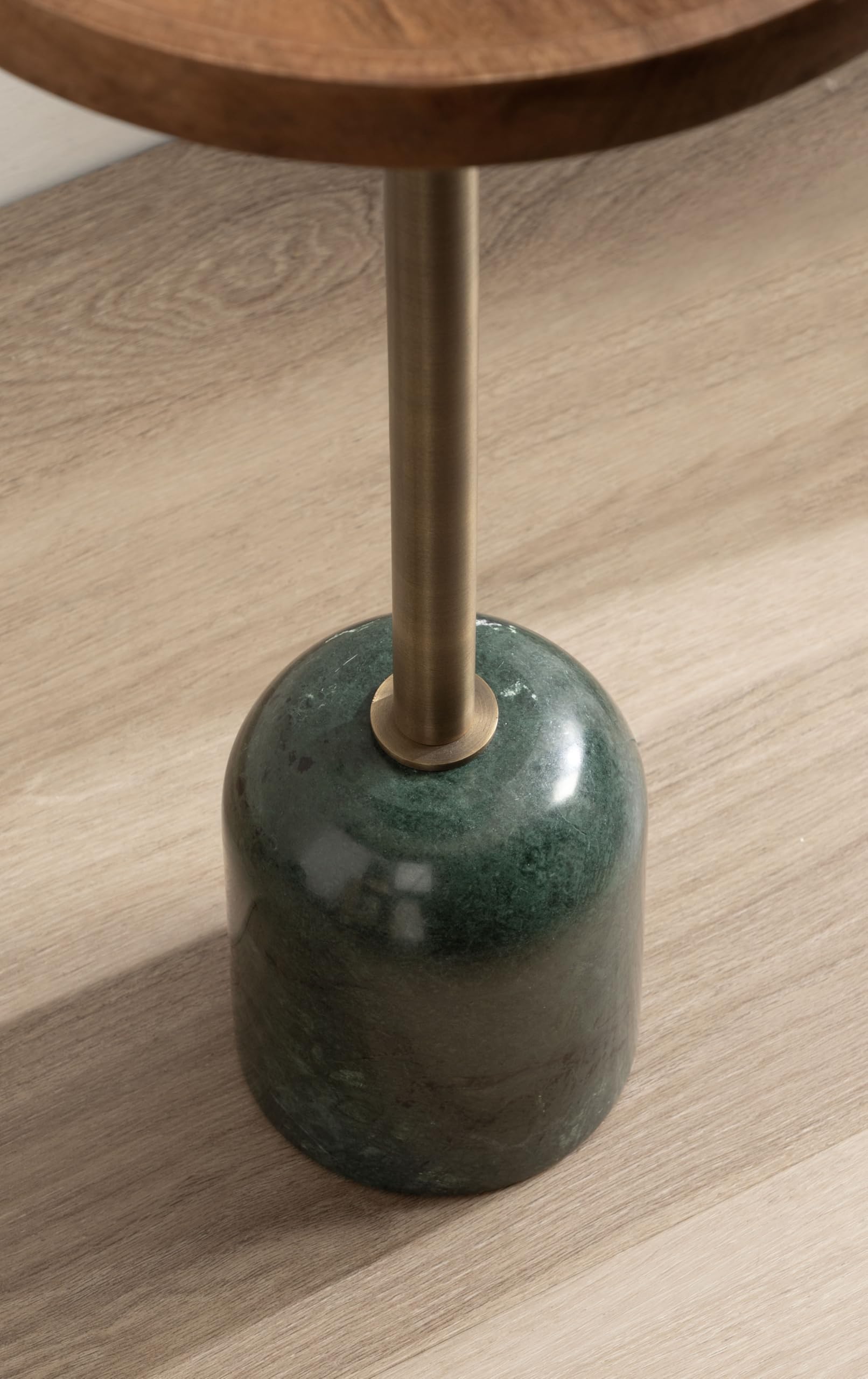 Shorrock Round Mango Wood Side Table with Marble Base