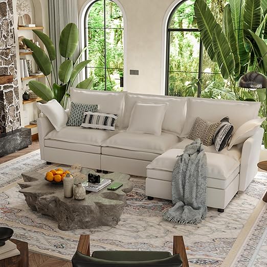 Modular Cloud Sectional Sofa with Ottoman