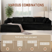 Korser 110" L-Shaped Modular Sectional Sofa with Chaise, Boneless Comfy Corduroy Fluffy Couch with Deep Seat and Side Pockets, Flexible Module Combination for Living Room, No Assembly, Side Pockets