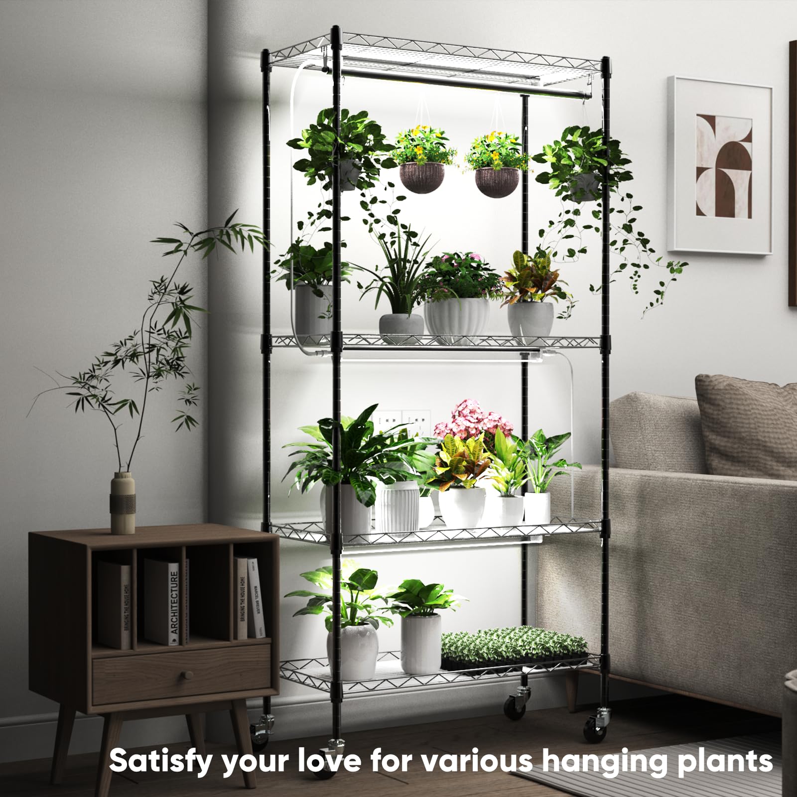 4-Tier Plant Shelf with Grow Light