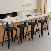 Metal Bar Stools Set of 4 with Back