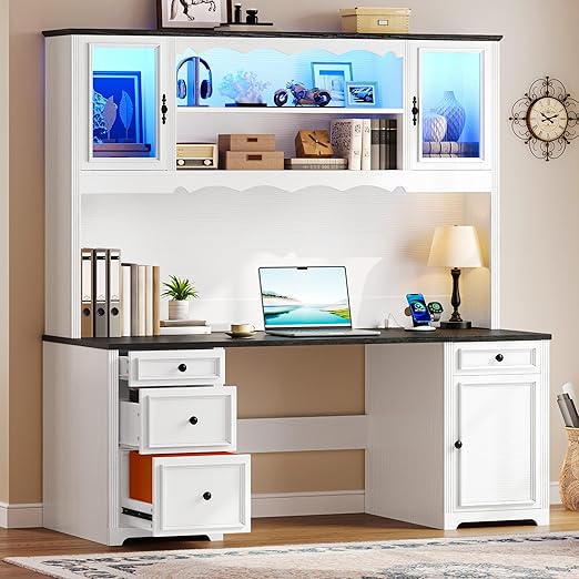 Executive Desk with Hutch and Drawers