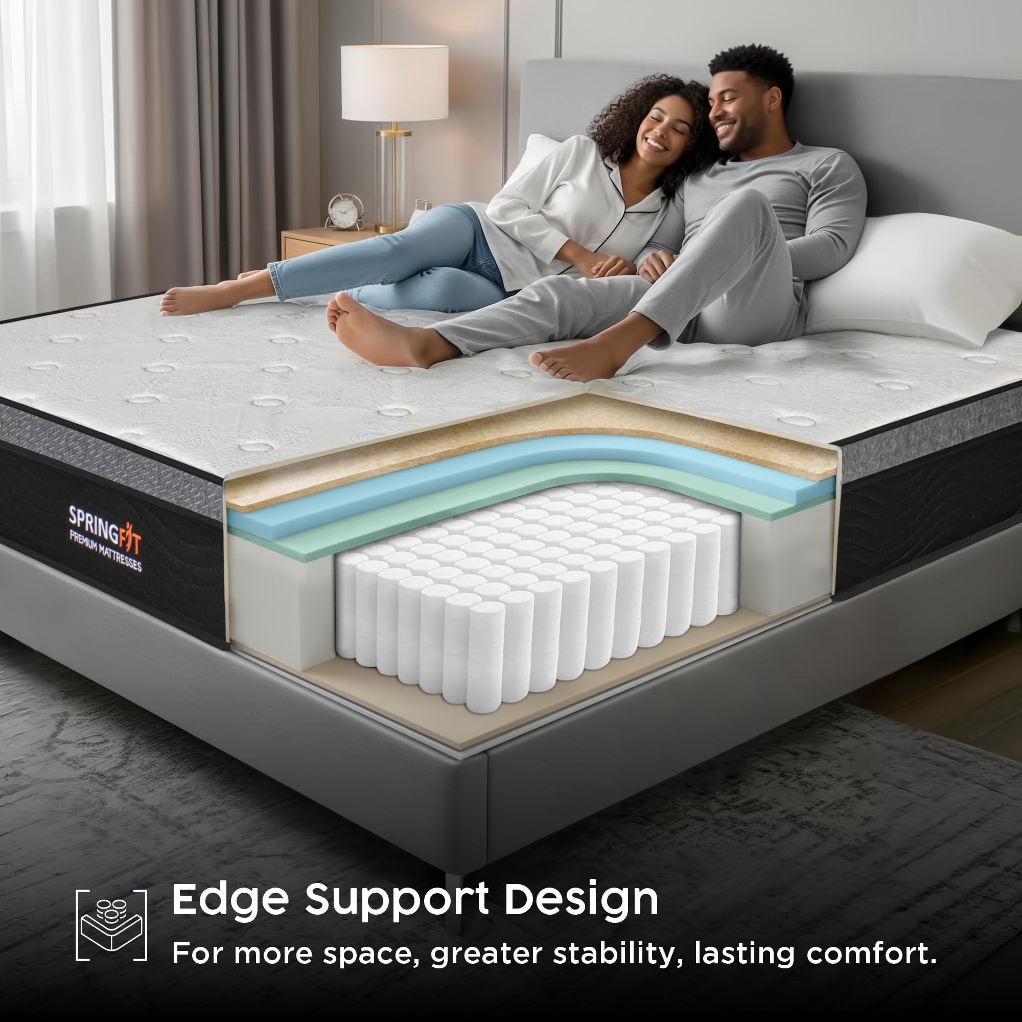 Hybrid Pocket Spring Mattress 10 Inch Medium Firm Full