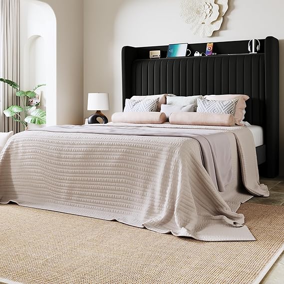 Full Size Platform Bed Frame with USB Charging Station