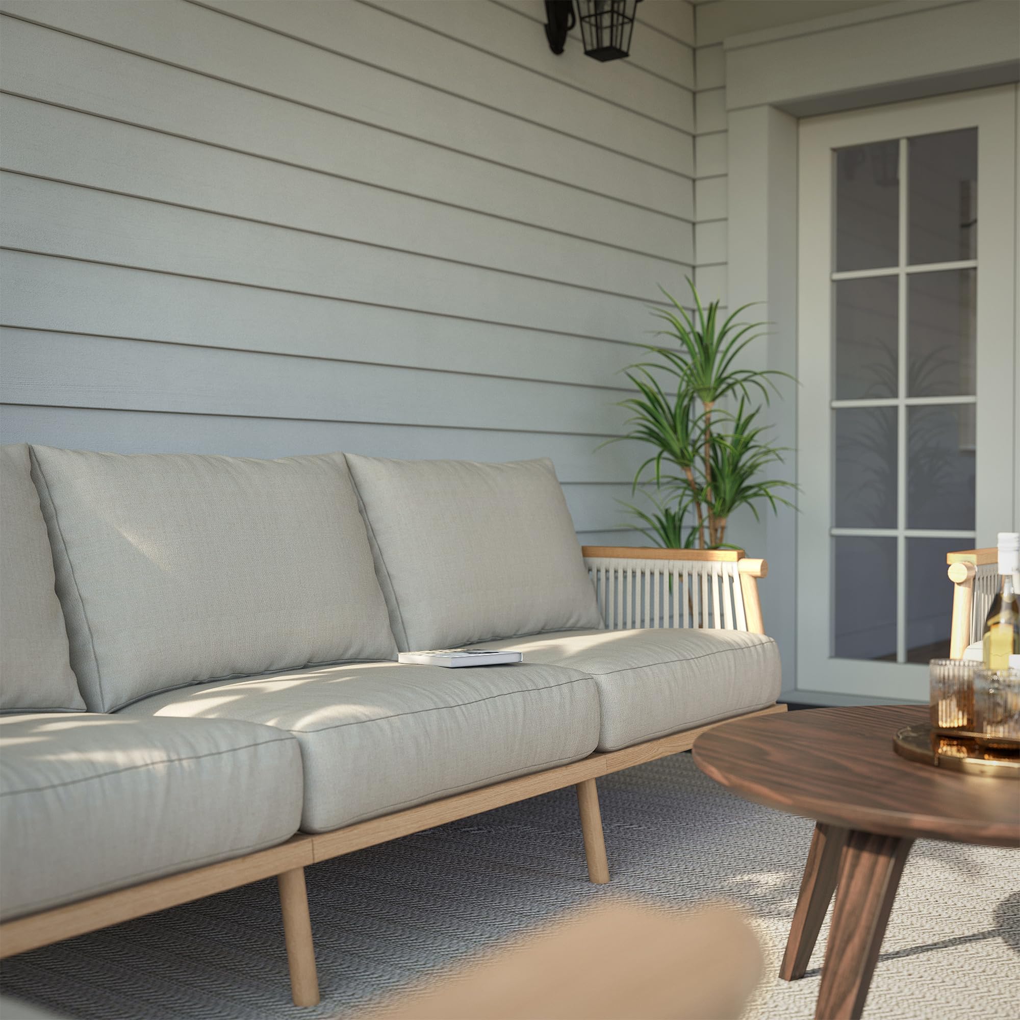 Modern All-Weather Aluminum Outdoor Patio Loveseat