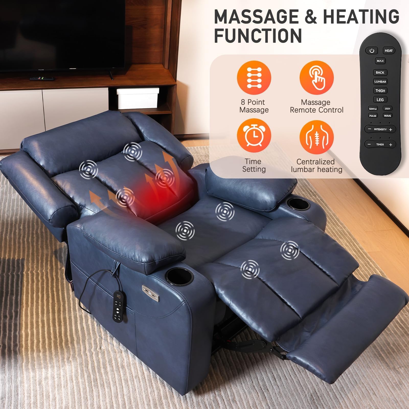 Oversized Power Lift Recliner Chair with Massage and Heat