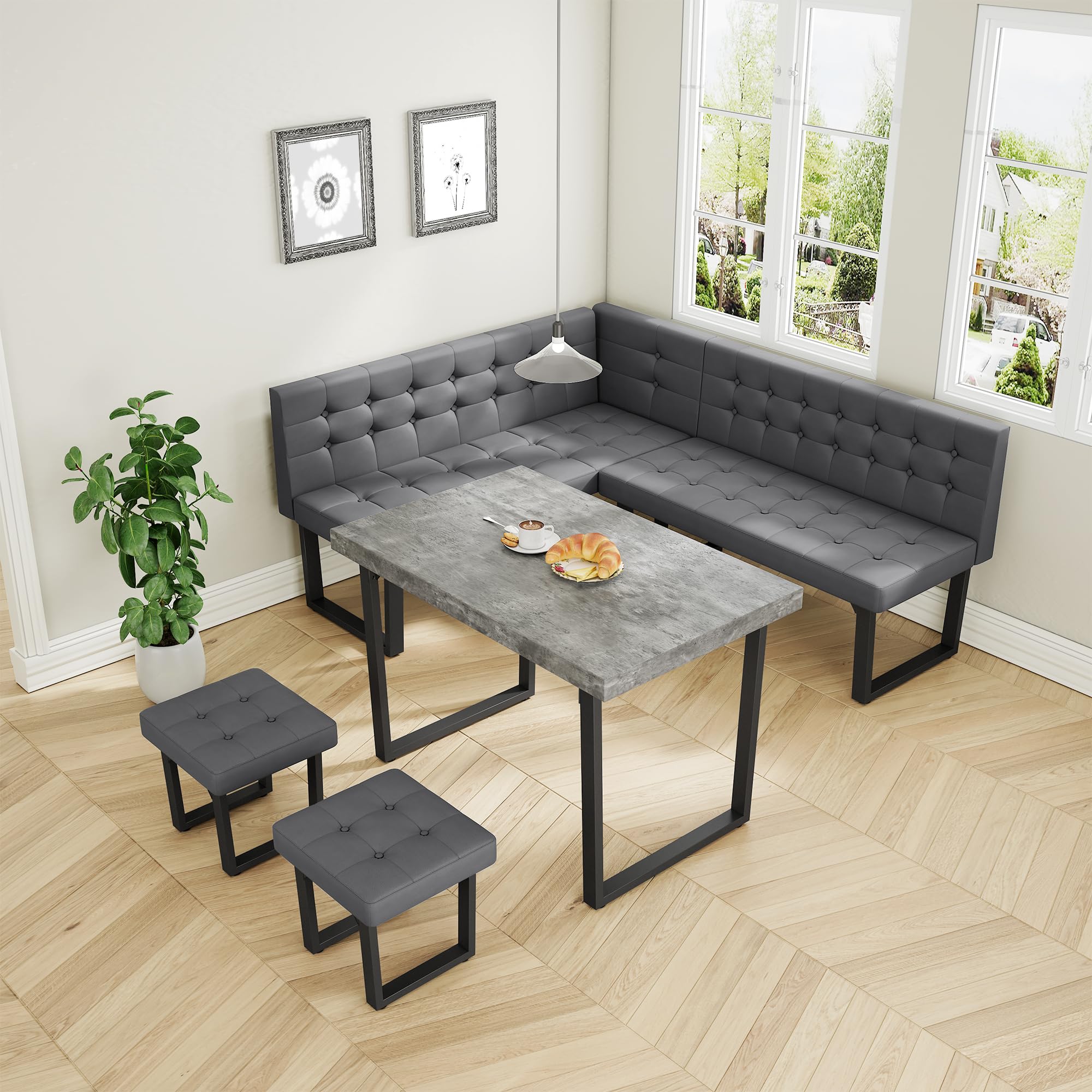 Corner Dining Table Set with Storage Bench