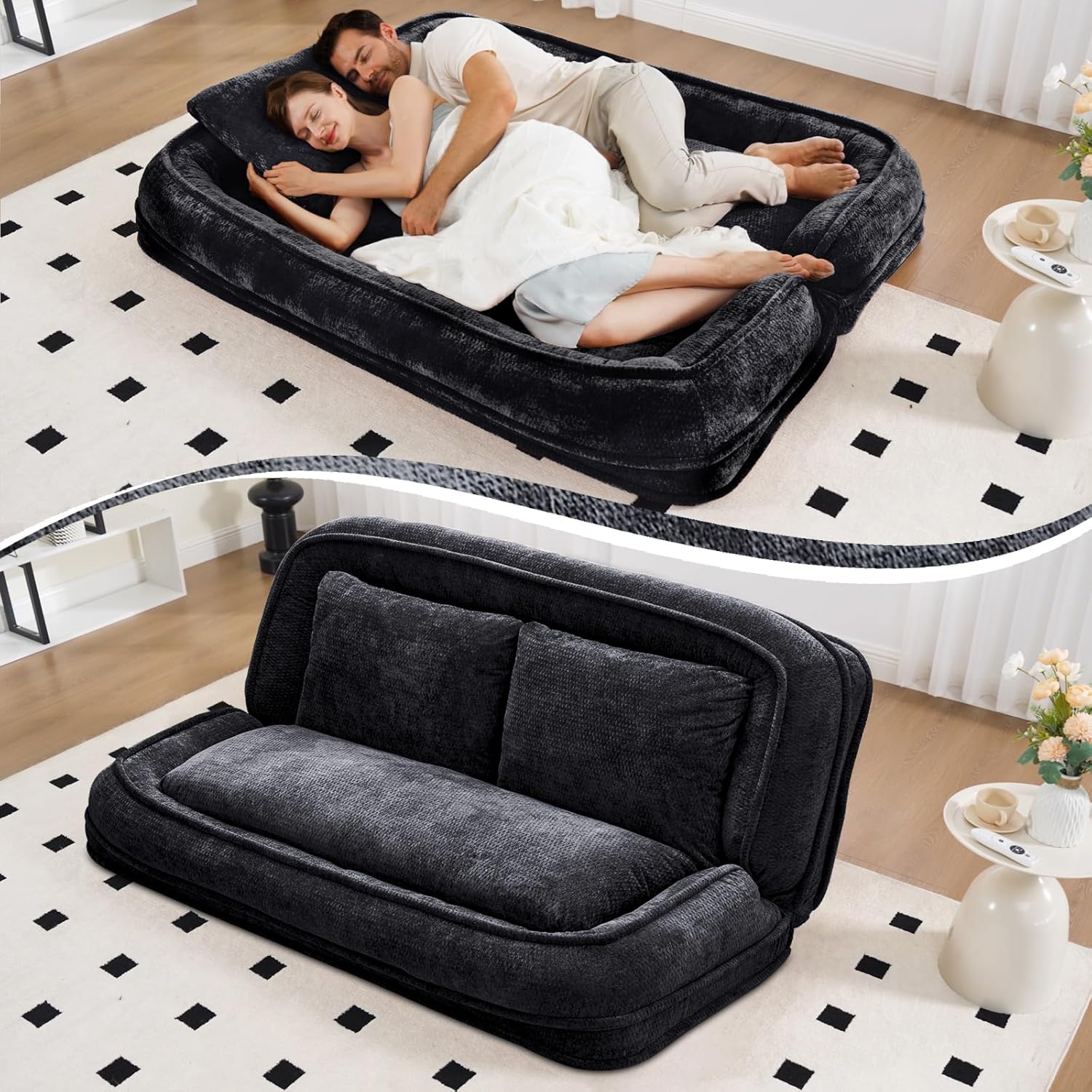 Convertible Floor Sofa Bed with Adjustable Backrest