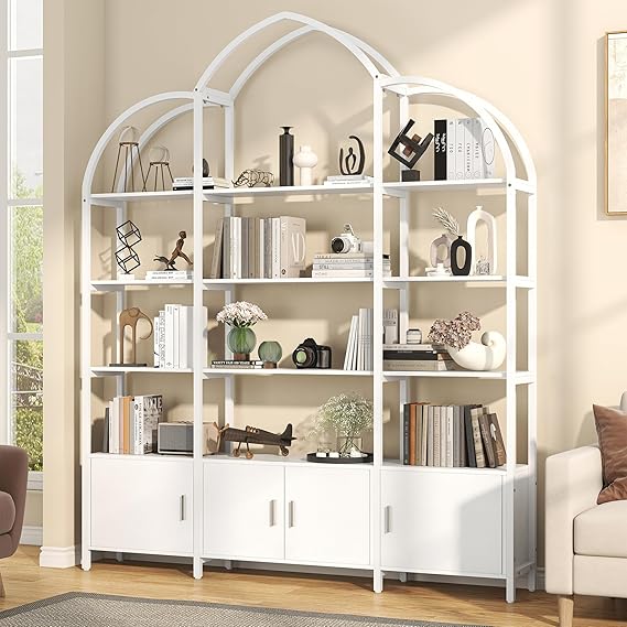 Arched Bookshelf with Storage