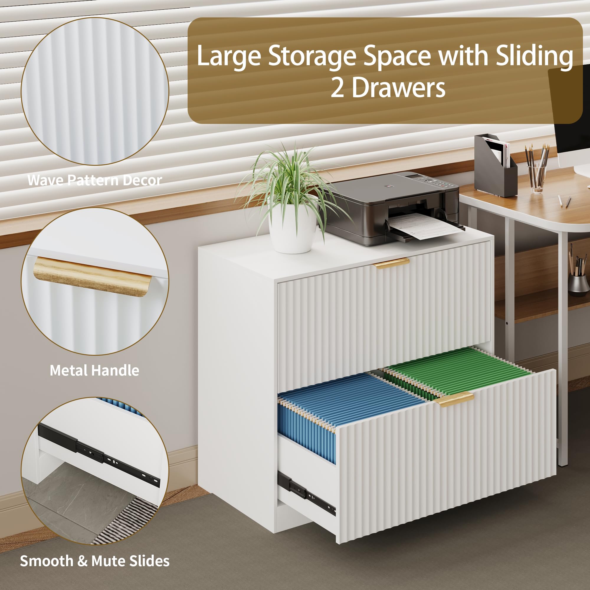 White File Cabinet with 2 Drawers