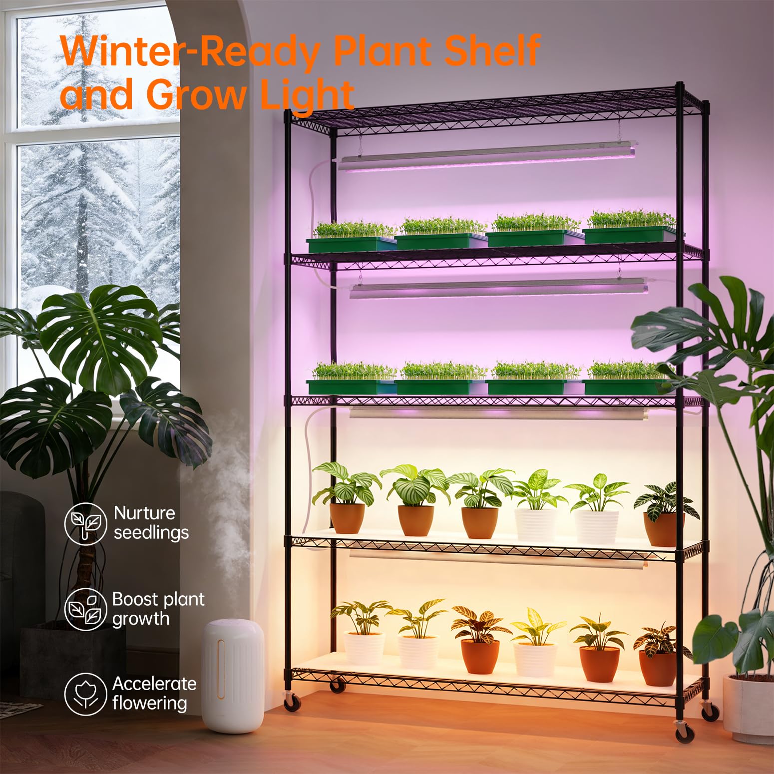 5-Tier Plant Stand with Grow Lights
