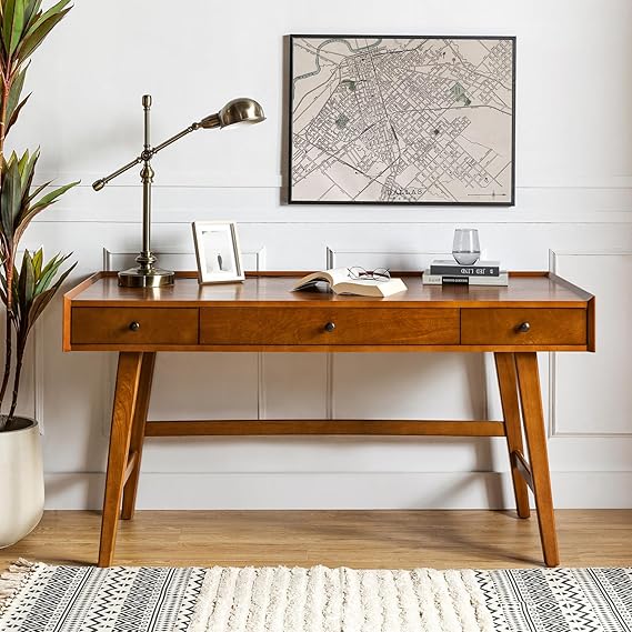 Mid-Century Modern Writing Desk with Drawers
