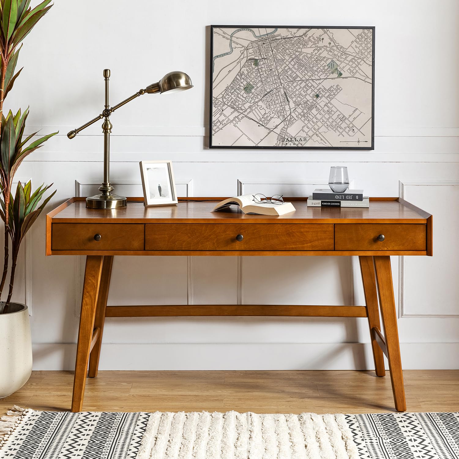 Mid-Century Modern Writing Desk with Drawers