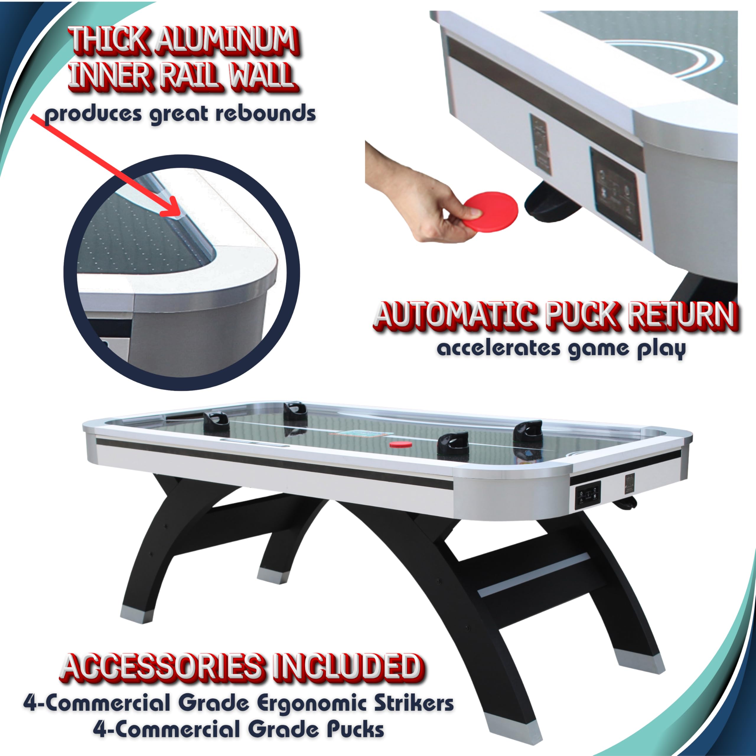 7 ft Multi-Functional Air Hockey Table with LED Lights