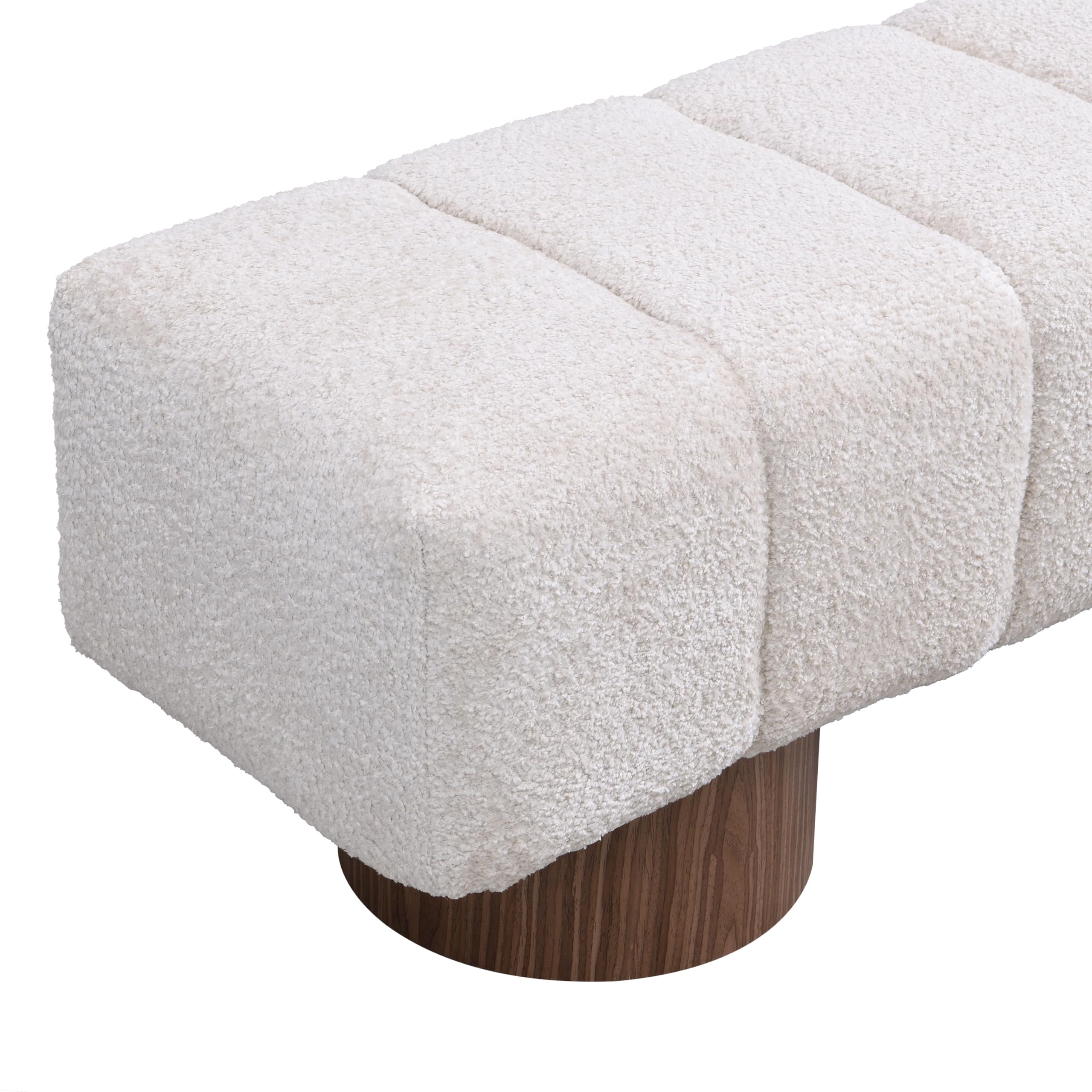 64" Boucle Dining Bench - Upholstered Ottoman Seat
