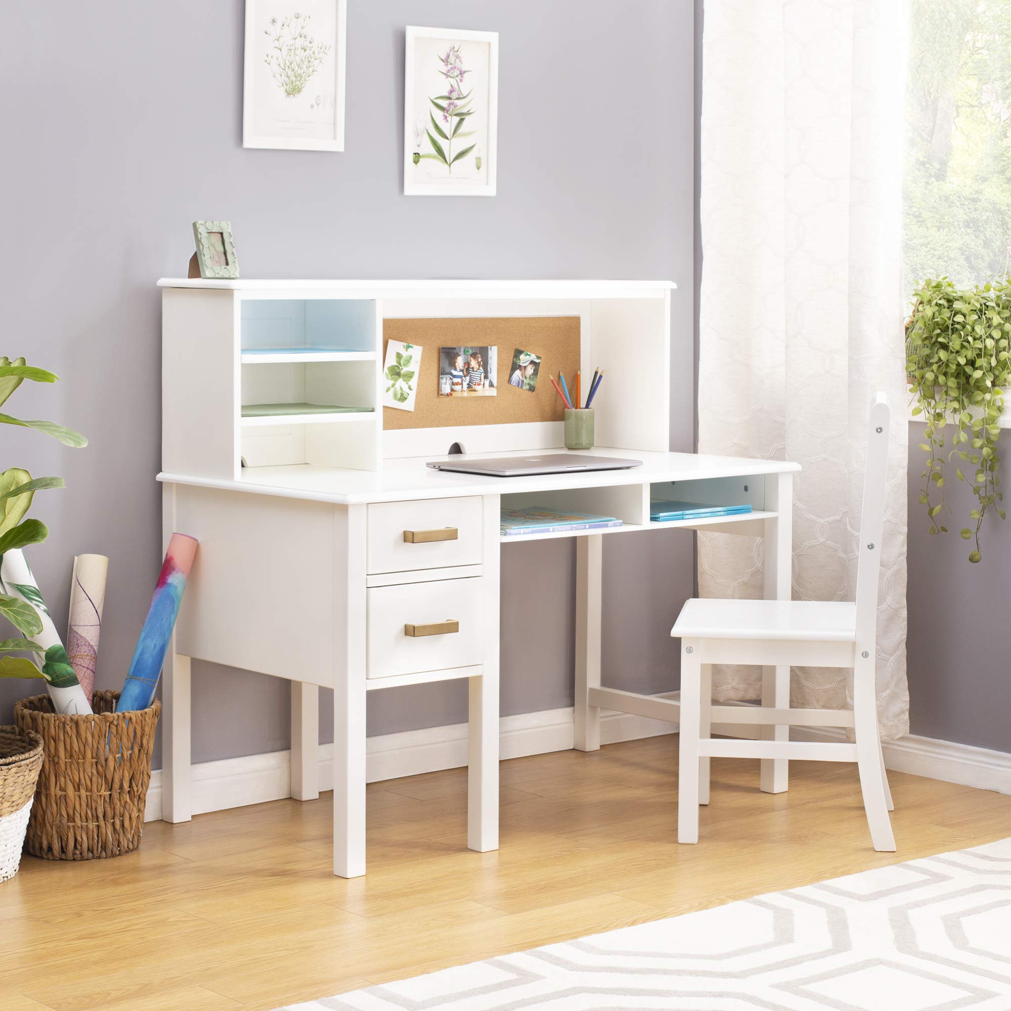 Kids Desk and Chair Set with Hutch