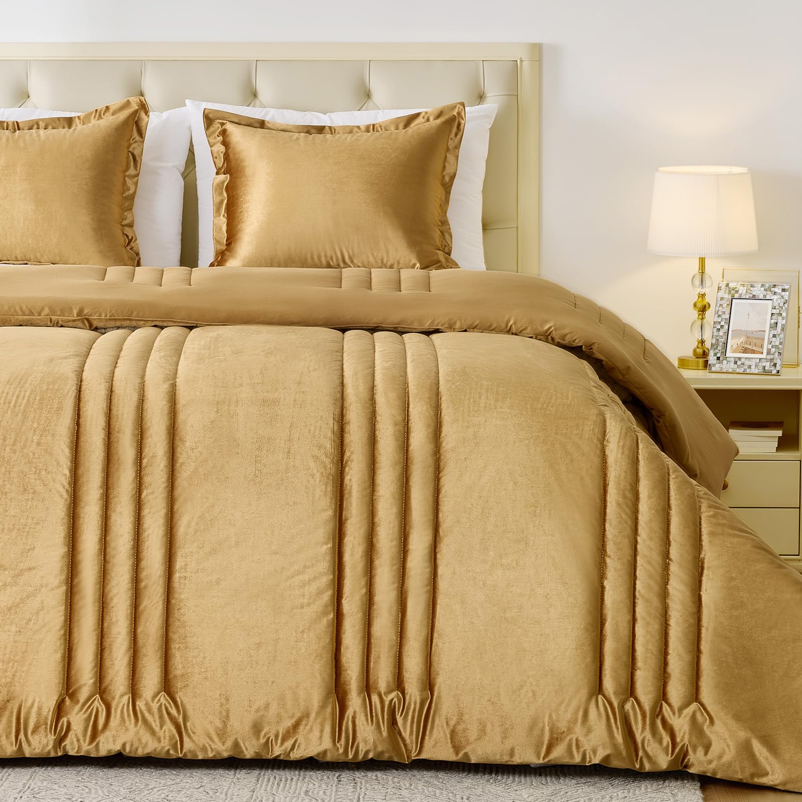 Gold Velvet King Comforter Set