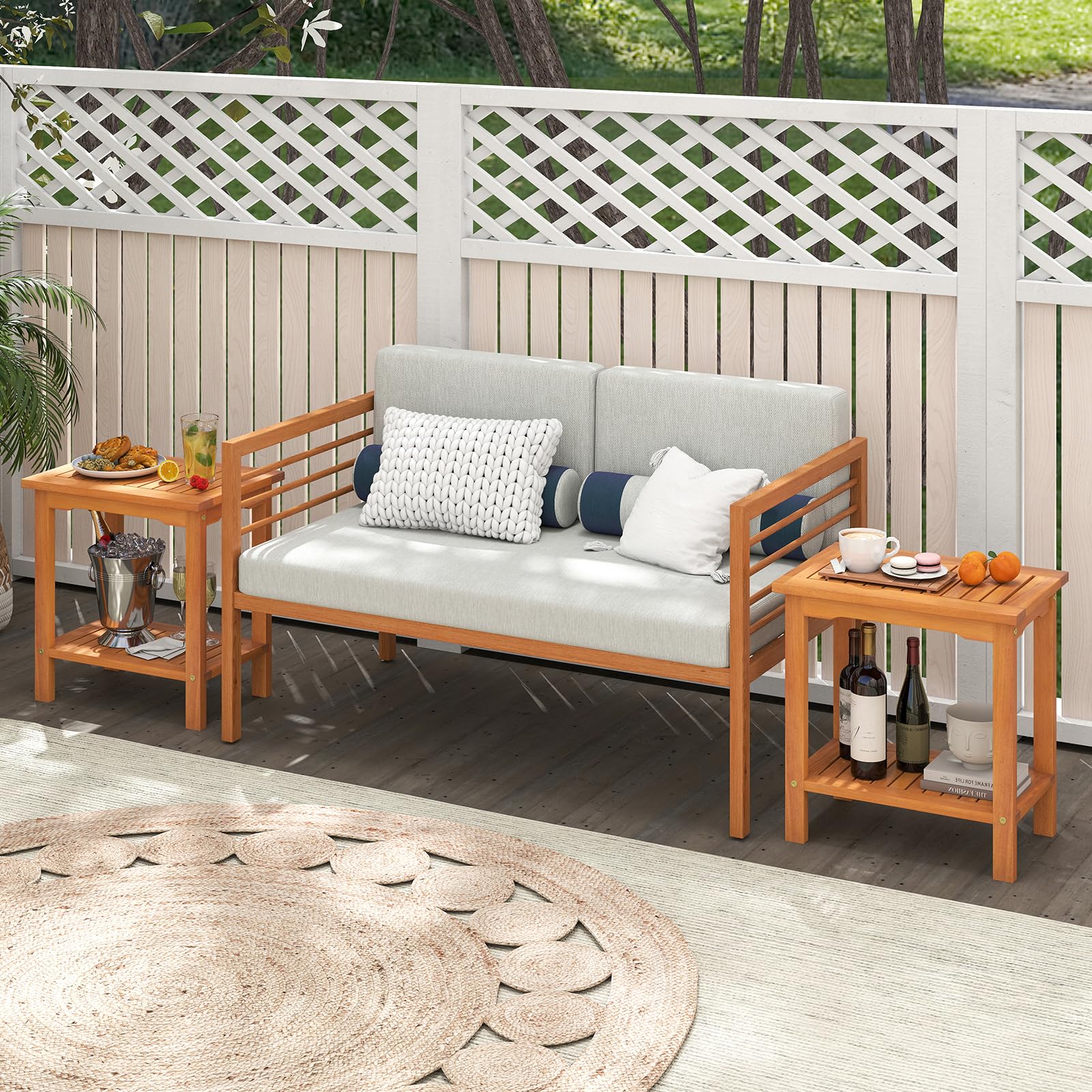 2-Tier Acacia Wood Side Table