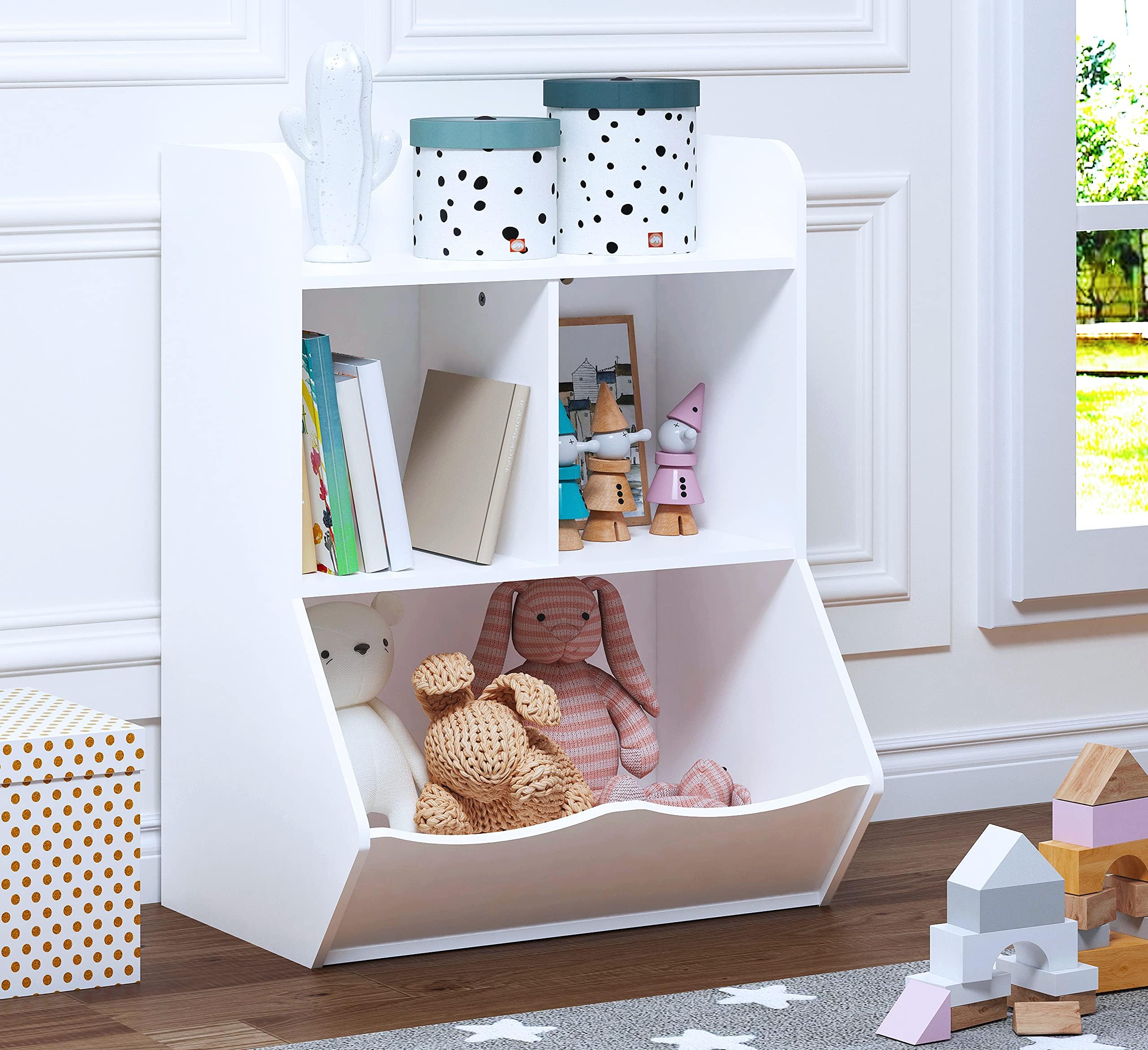 Kids Bookshelf and Toy Storage Organizer White