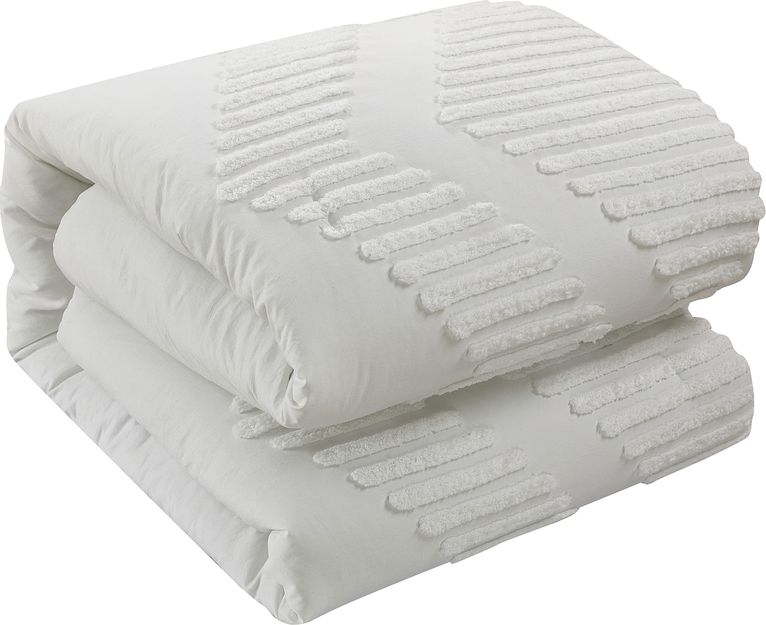7-Piece Tufted Embroidery Comforter Set California King White