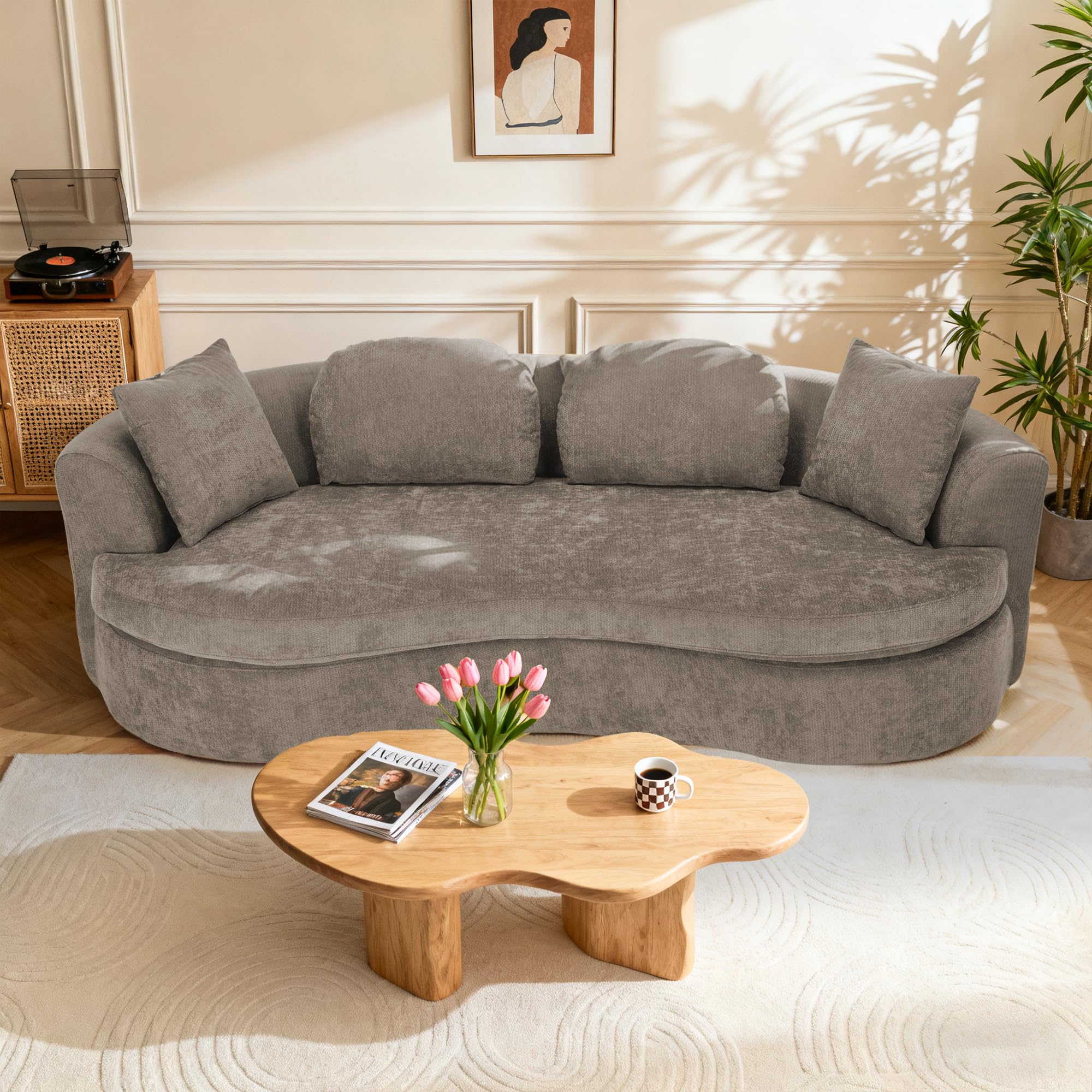 95" Modern Curved Chenille Cloud Sofa