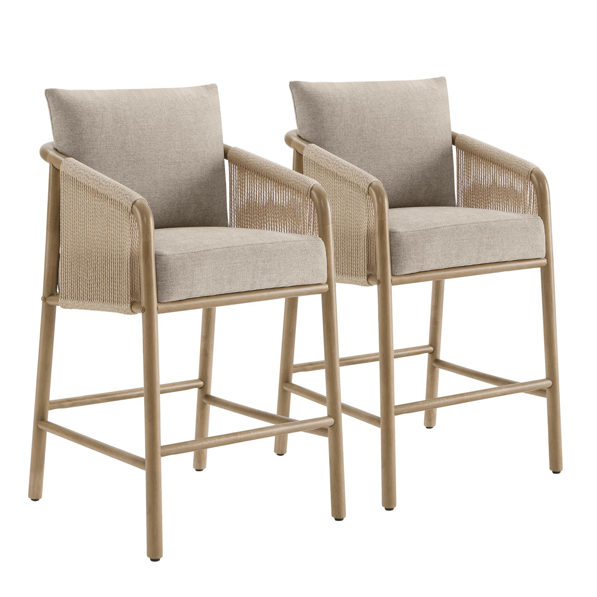 Paper Cord Braid Counter Height Barstools Set of 2