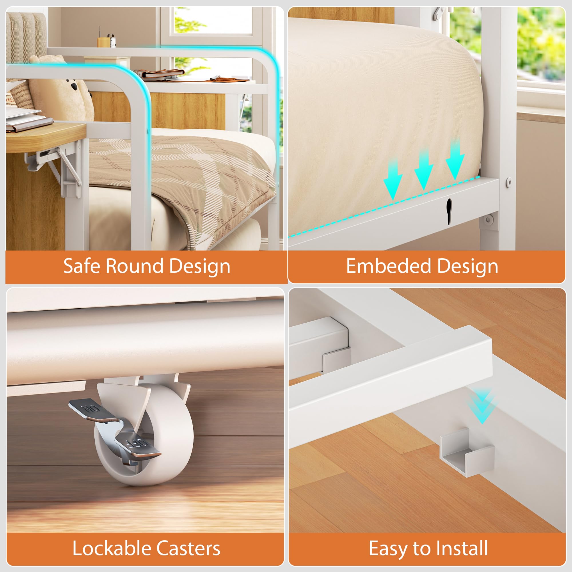 Twin Daybed with Pop-Up Trundle and LED Lights