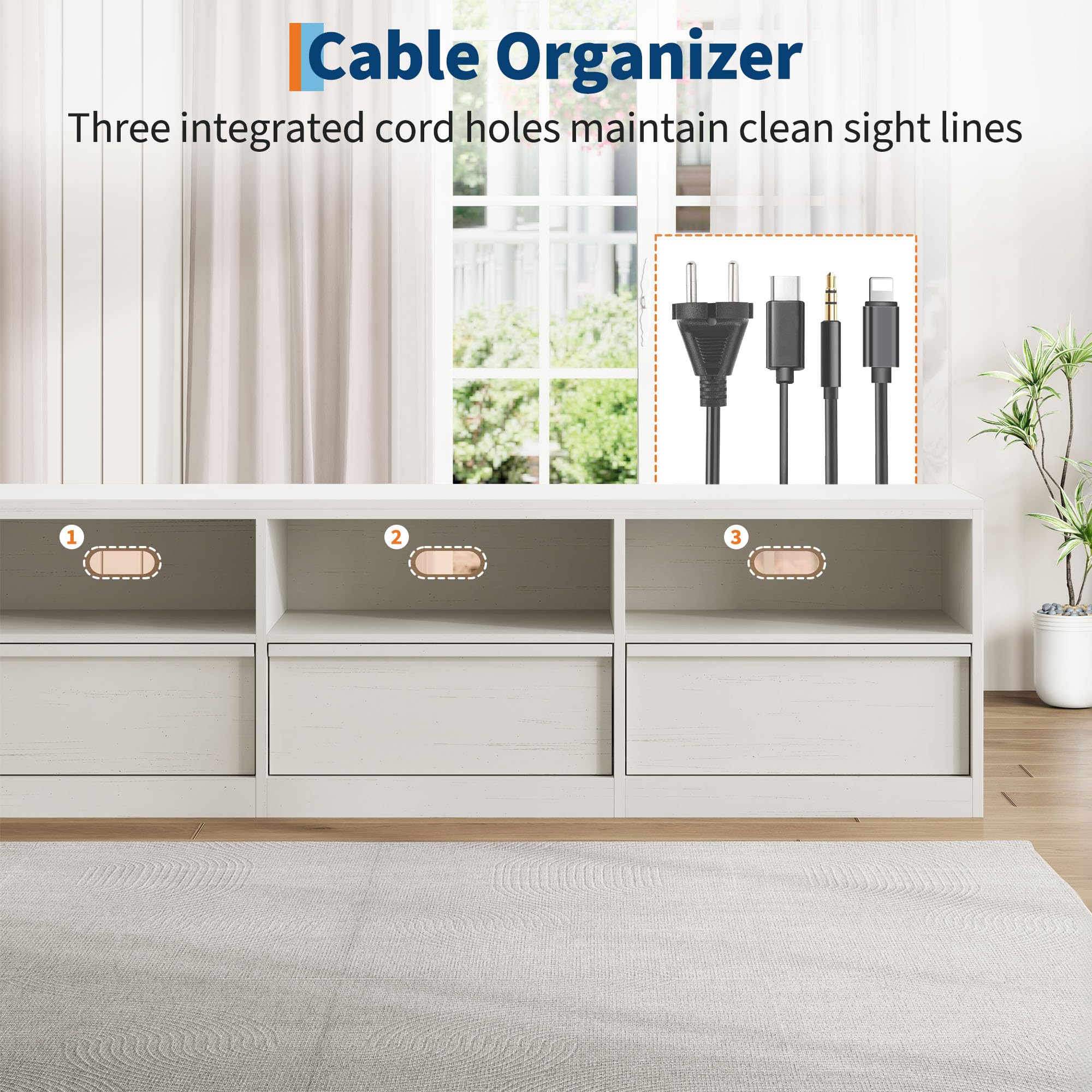 70 Inch TV Stand with Storage Drawer and Open Shelves