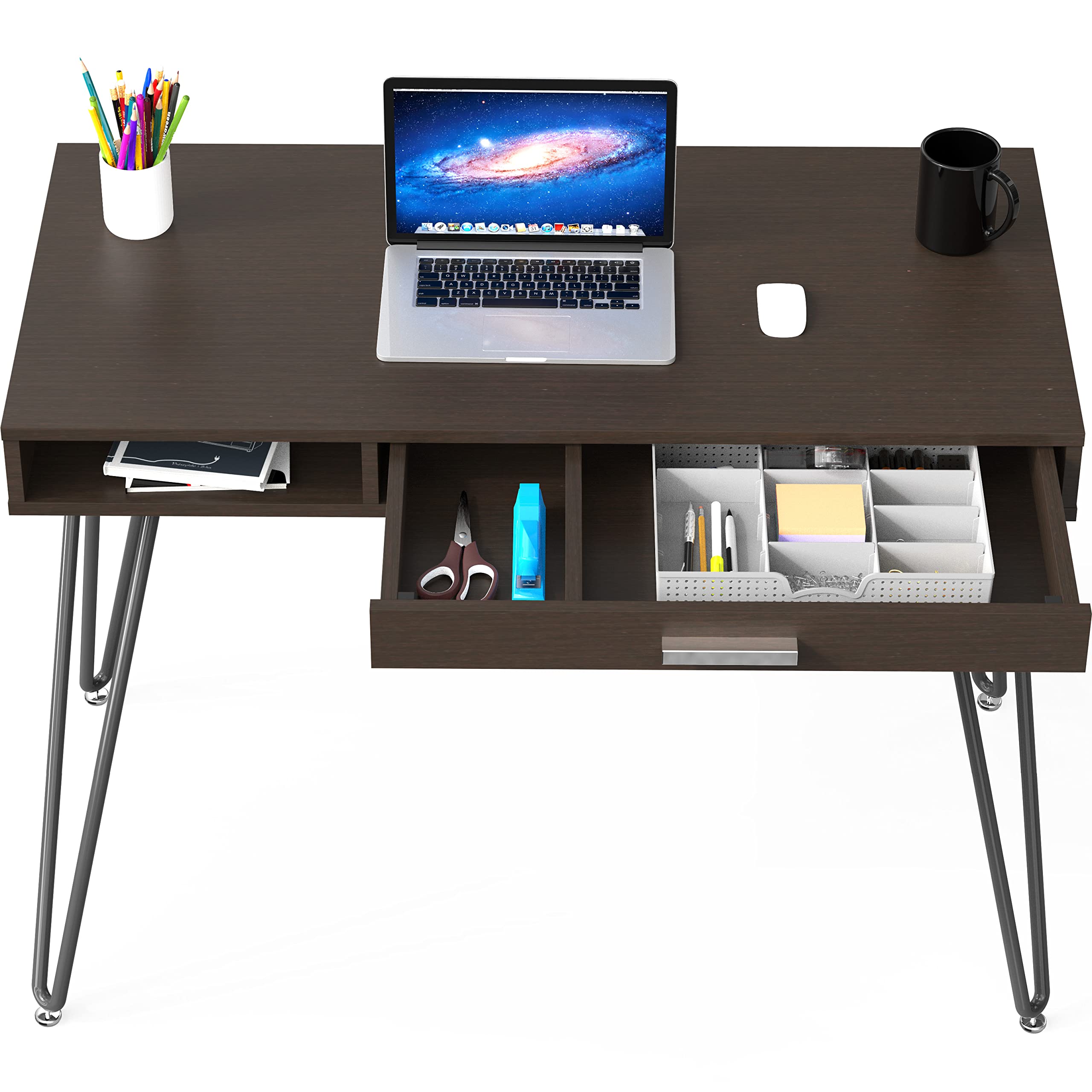 Computer Hairpin Leg Desk with Drawer