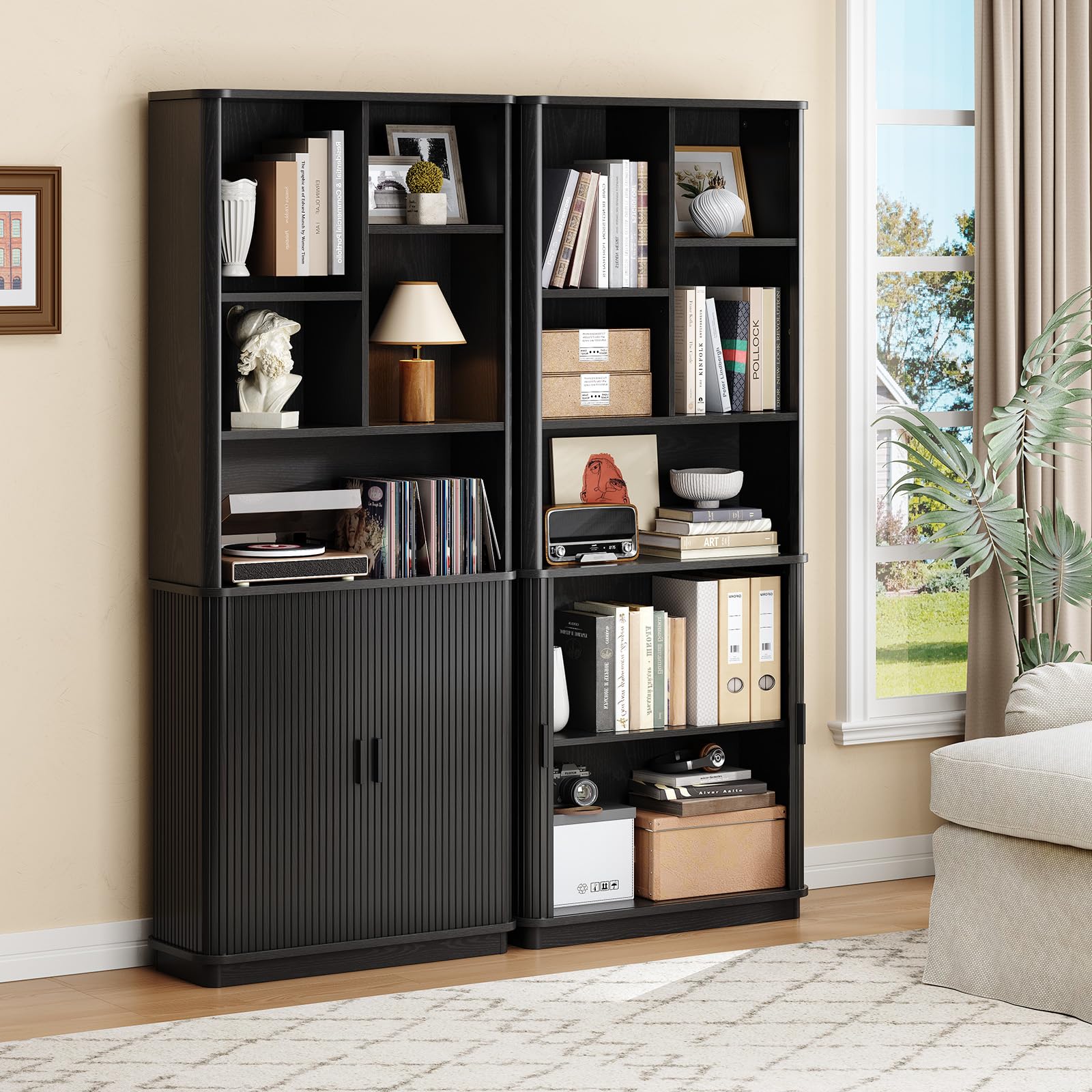 71" Tall Cube Bookcase with Storage Cabinet